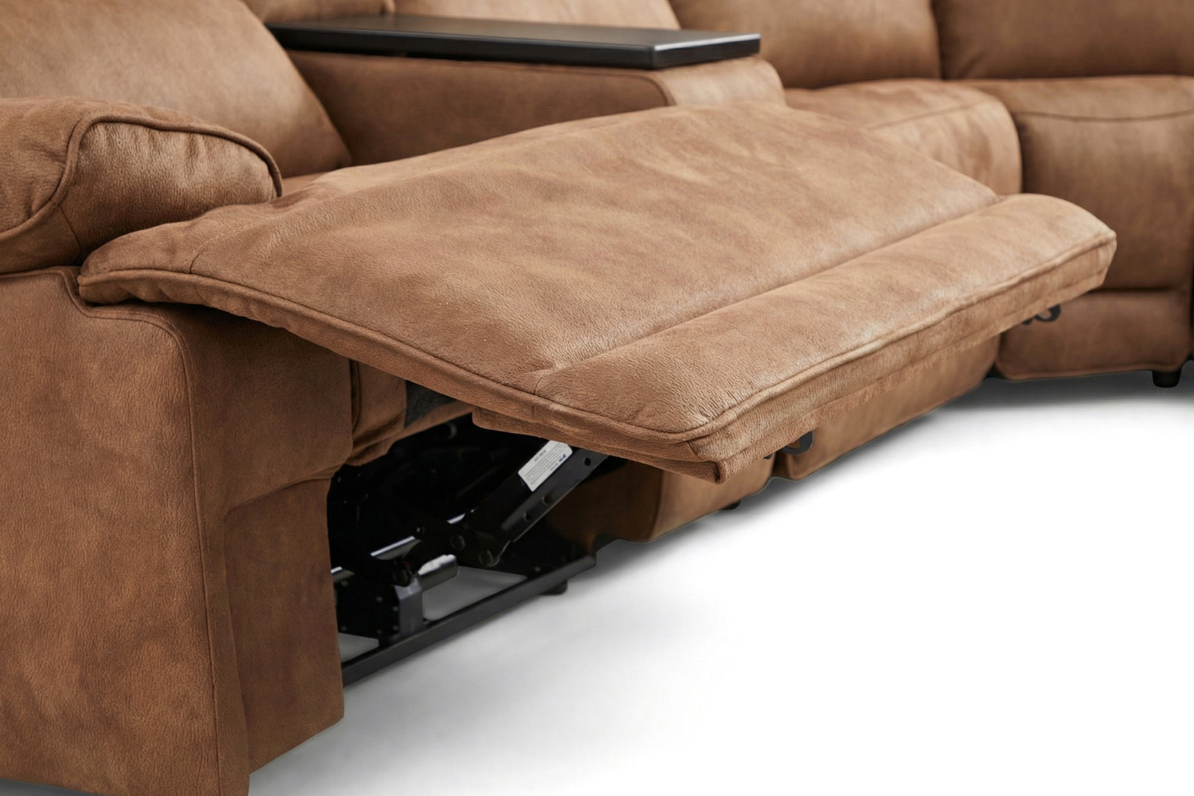 MaxView Media Mocha 6-Piece Power Reclining Sectional with Immersive Sound System - Ornate Home