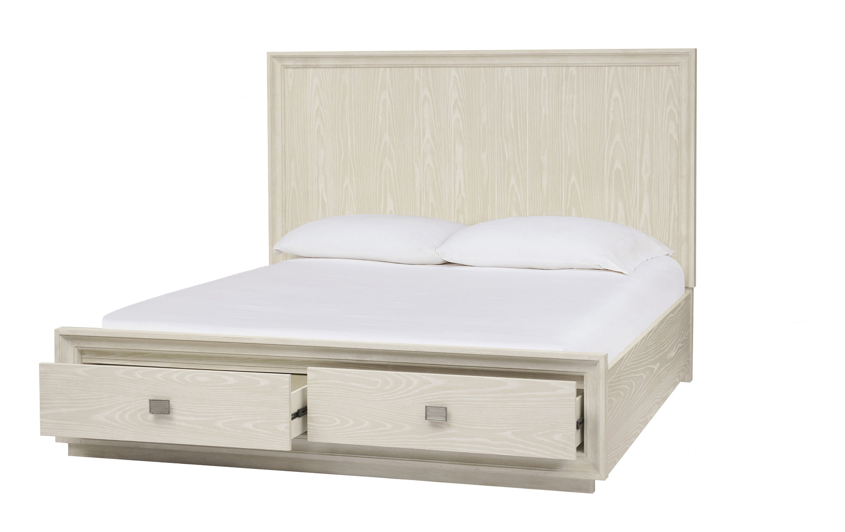 Maxime Two Drawer Footboard California King Storage Platform Bed In Ash - Ornate Home