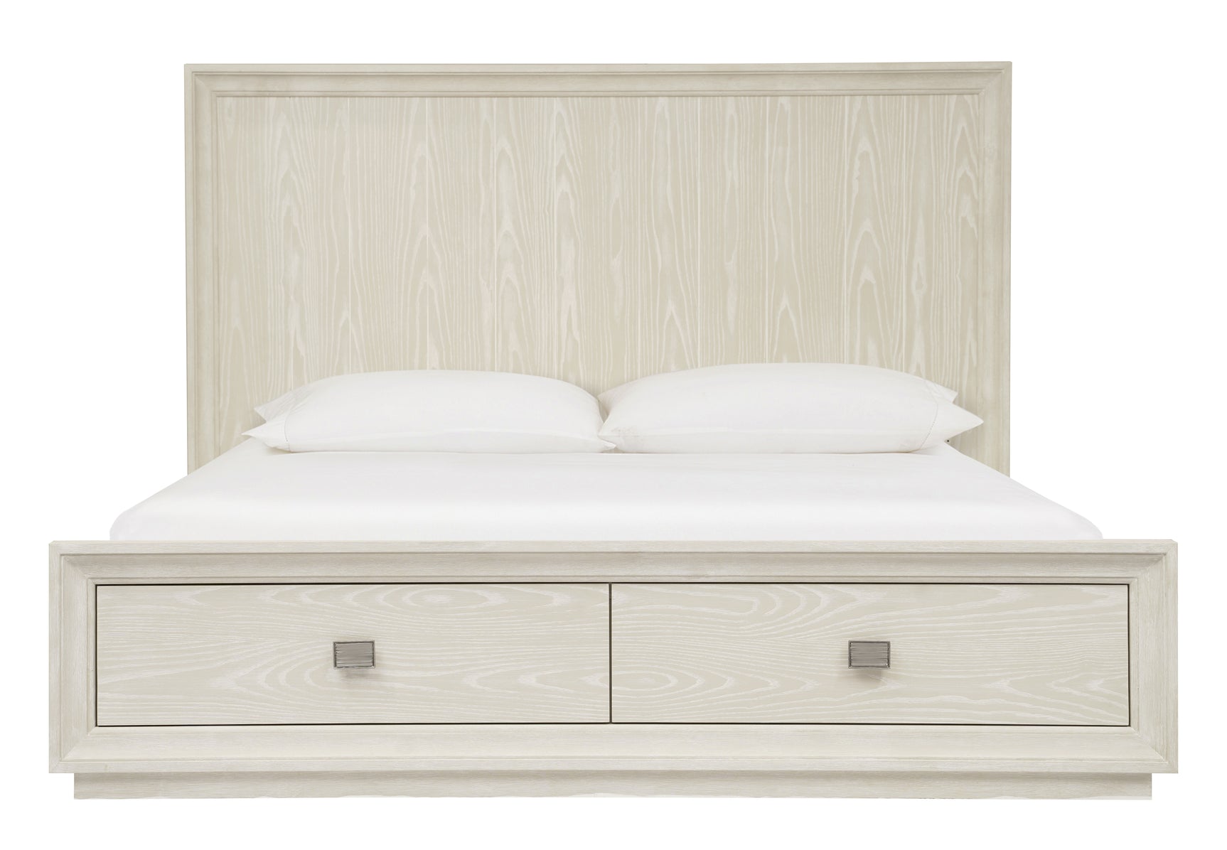 Maxime Two Drawer Footboard Eastern King Storage Platform Bed In Ash - Ornate Home