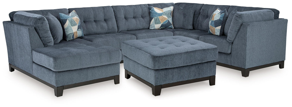 Maxon Place Navy 3-Piece Sectional and Ottoman - Ornate Home