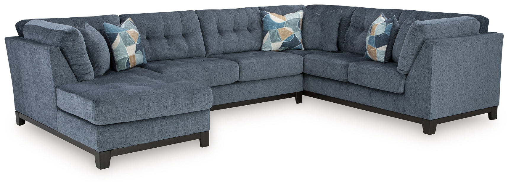 Maxon Place Navy 3-Piece Sectional with Chaise - Ornate Home