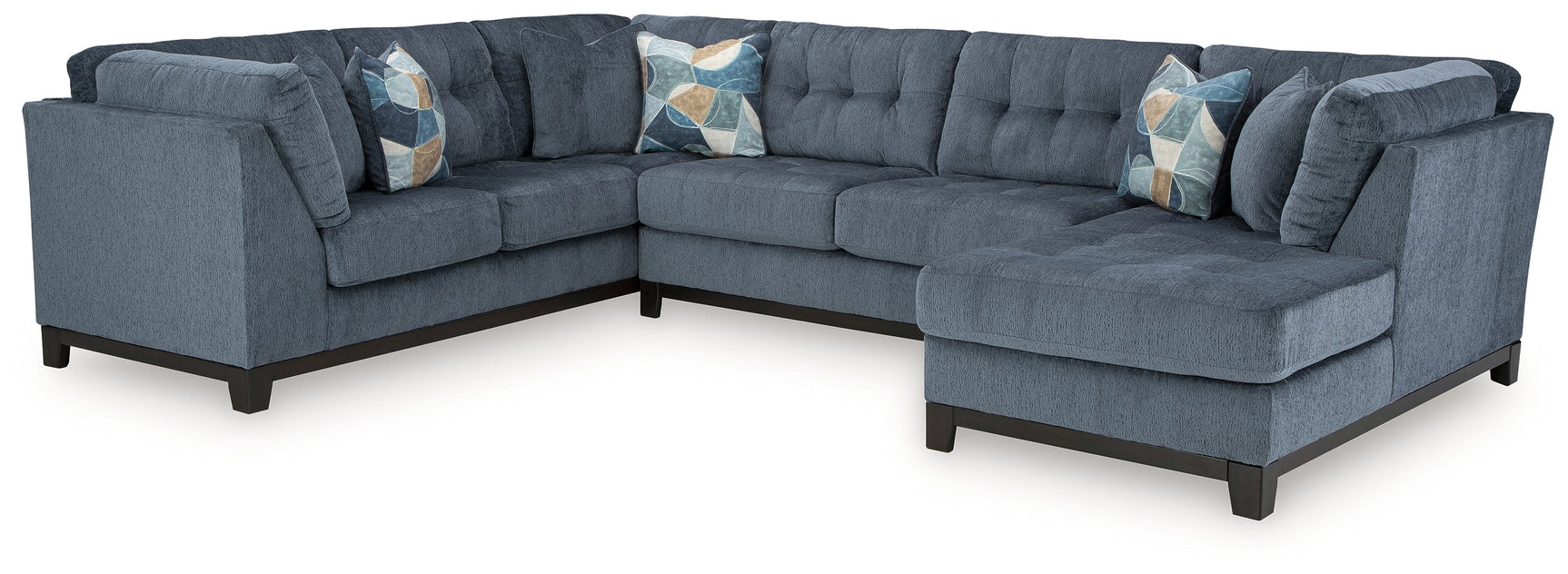 Maxon Place Navy 3pc Sectional with Chaise - Ornate Home