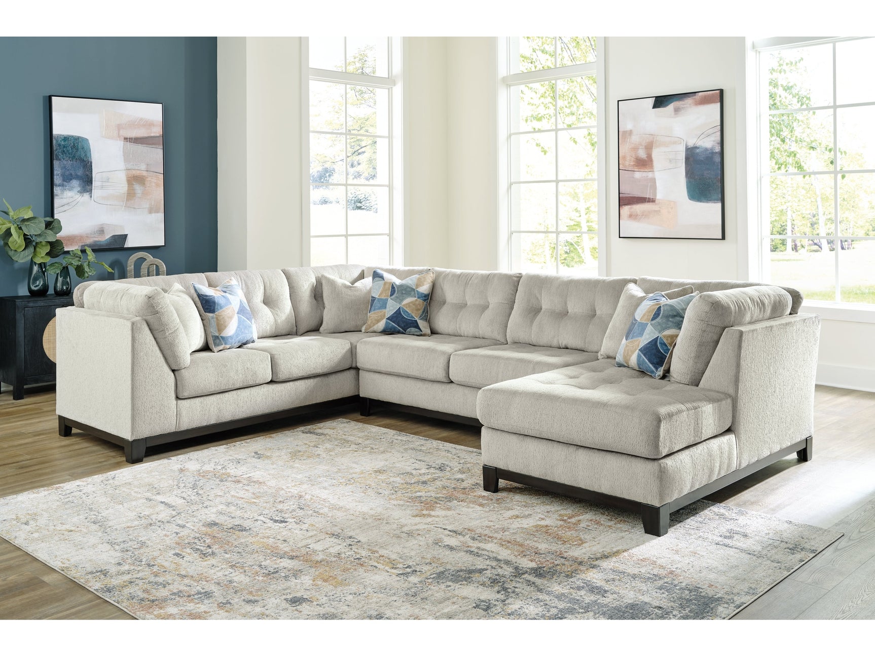 Maxon Place Stone 3pc Sectional with Chaise - Ornate Home