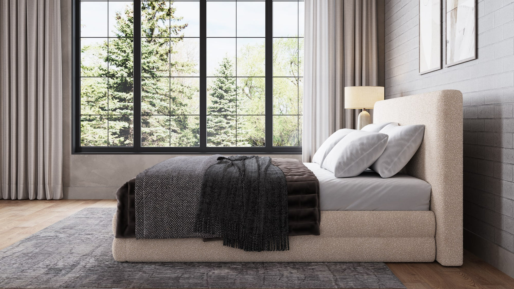 Maya Brun Full Upholstered Platform Bed - Ornate Home