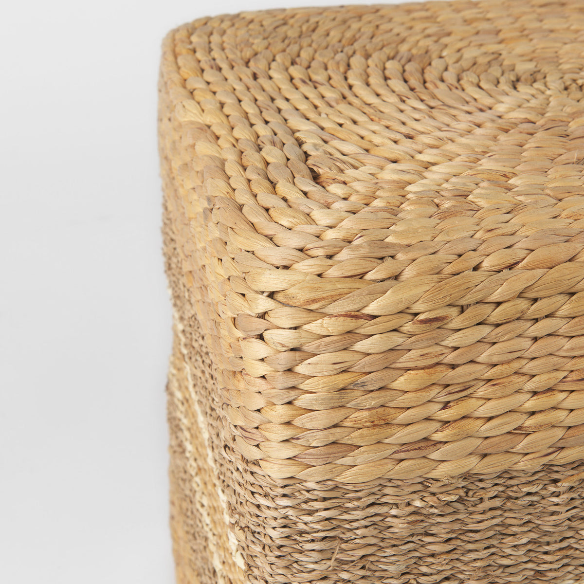 Maya Light Brown/Medium Brown Seagrass Square Pouf - Ornate Home