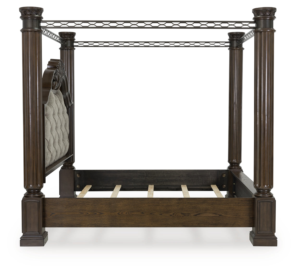 Maylee Dark Brown California King Canopy Bed (Online Special Price) - Ornate Home