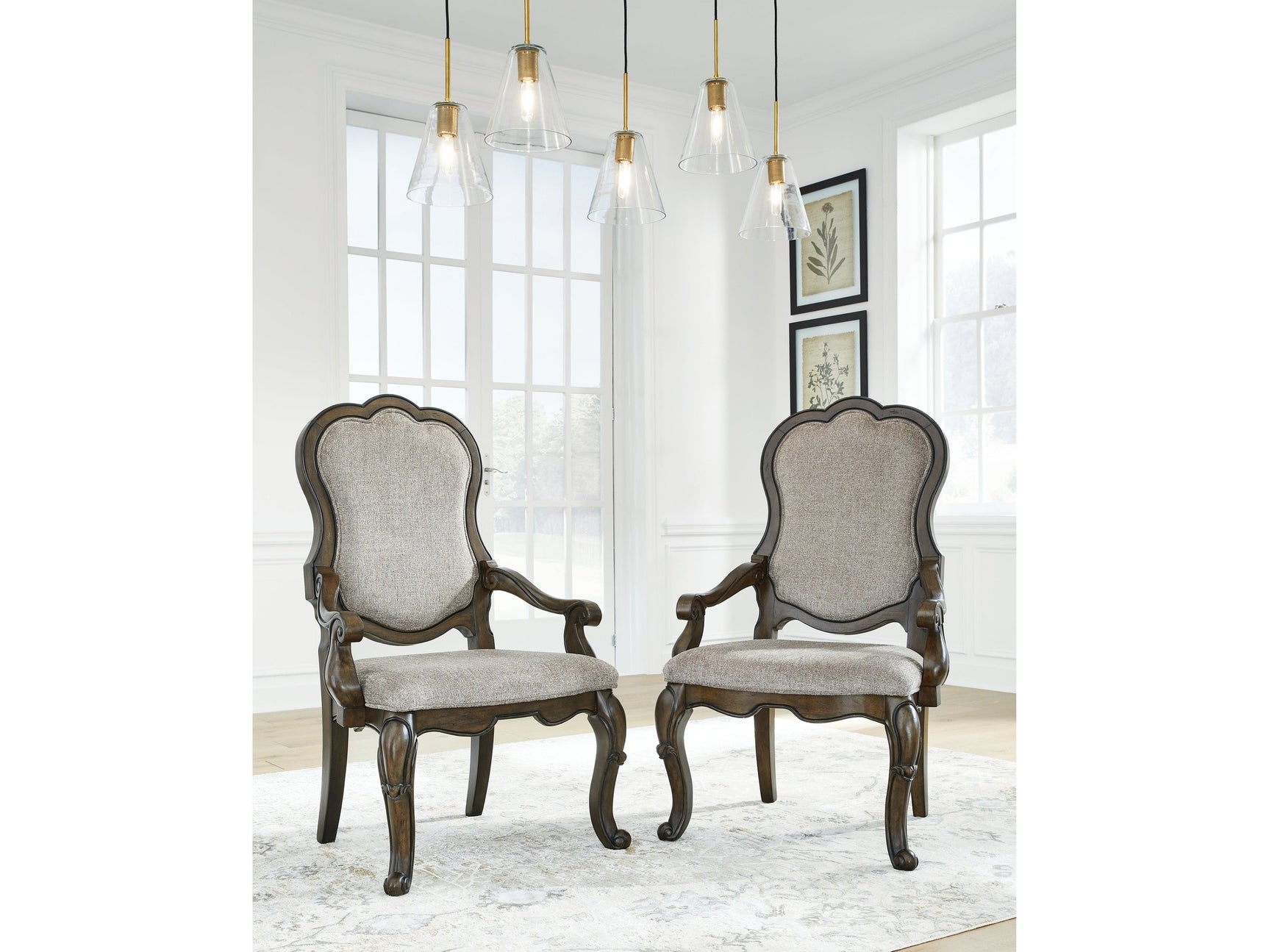 Maylee Dark Brown Dining Arm Chair (Set of 2) (Online Special Price) - Ornate Home