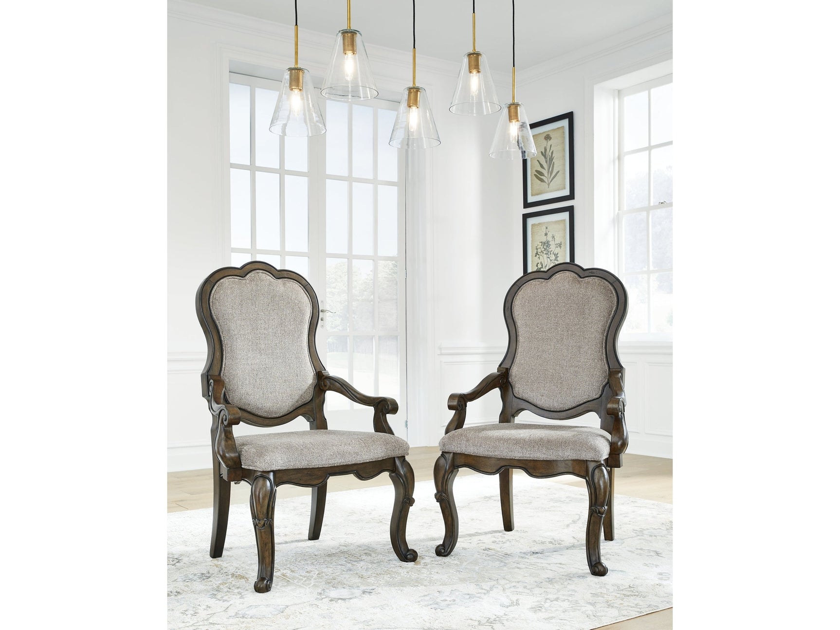 Maylee Dark Brown Dining Arm Chair (Set of 2) - Ornate Home