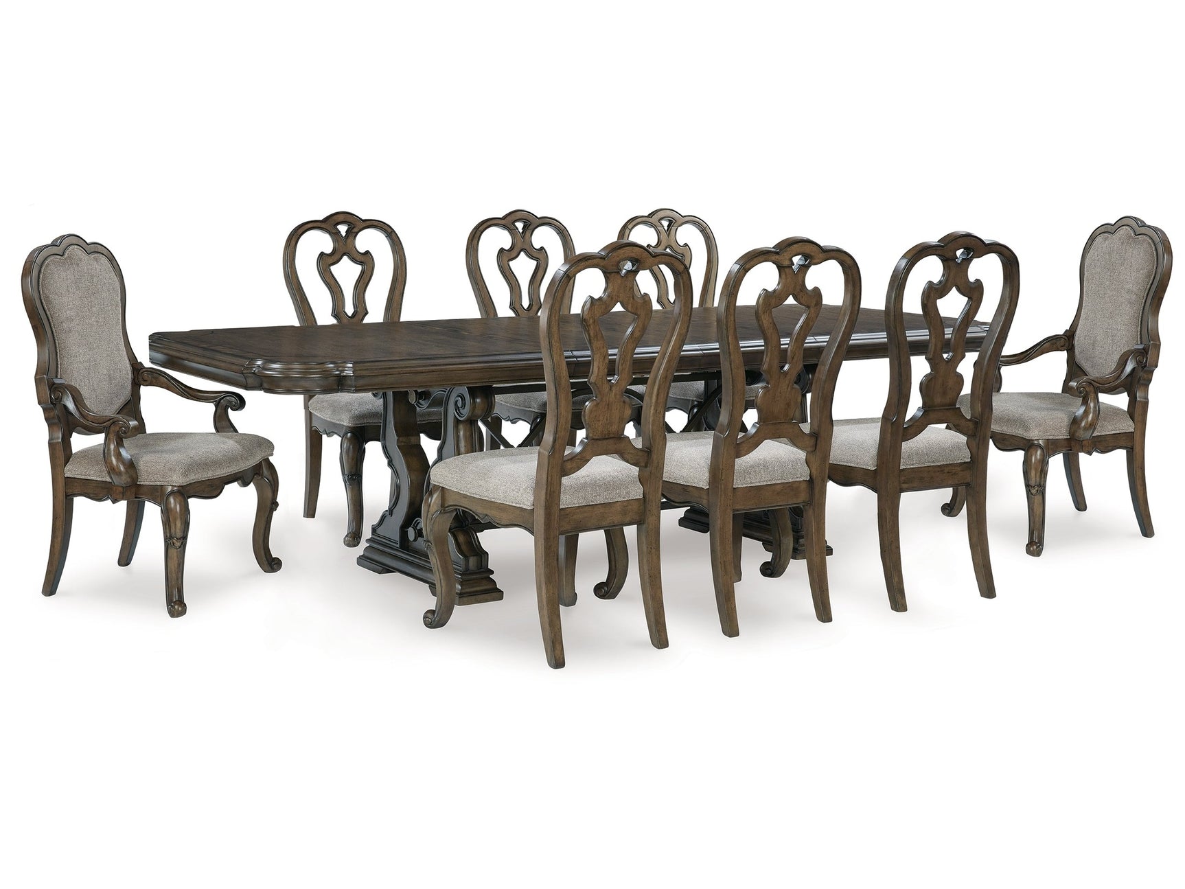 Maylee Dark Brown Dining Table and 8 Chairs - Ornate Home