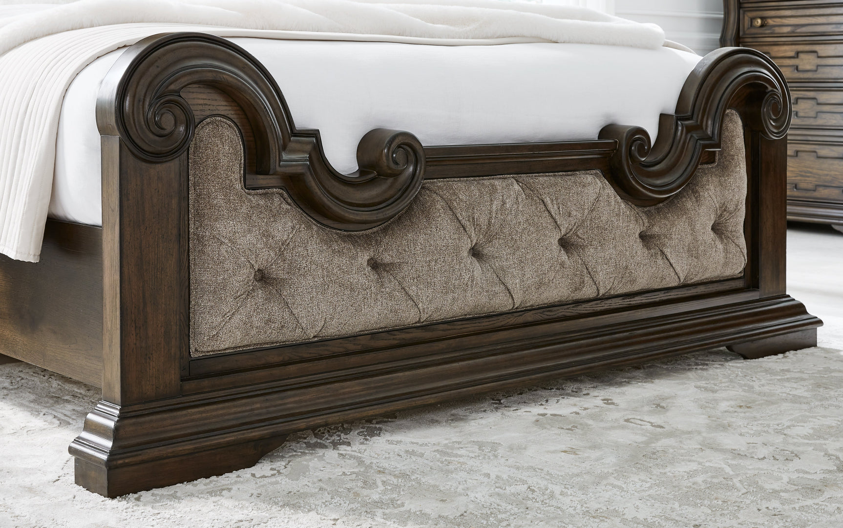 Maylee Dark Brown Queen Upholstered Bed - Ornate Home