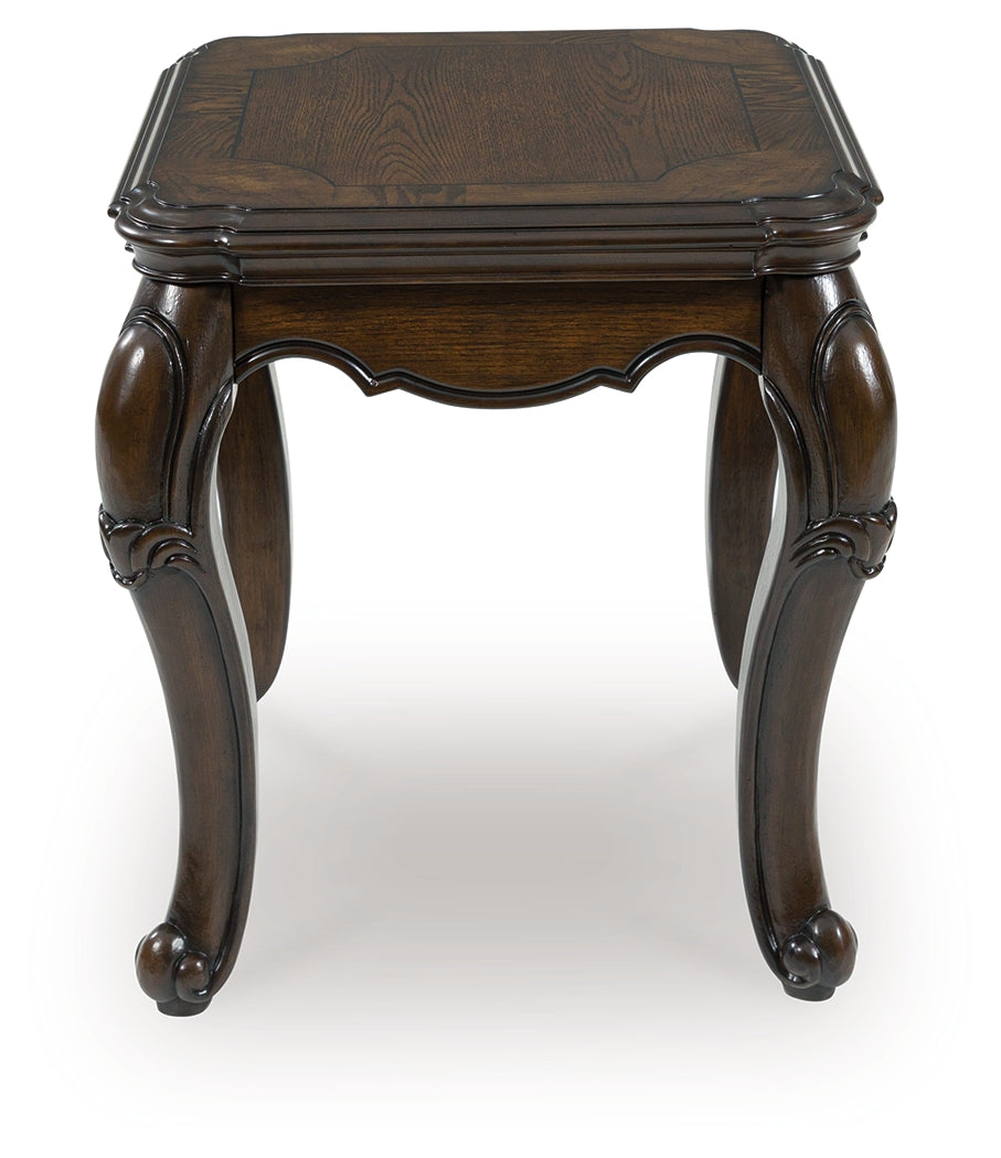 Maylee Dark Brown Rectangular End Table - Ornate Home