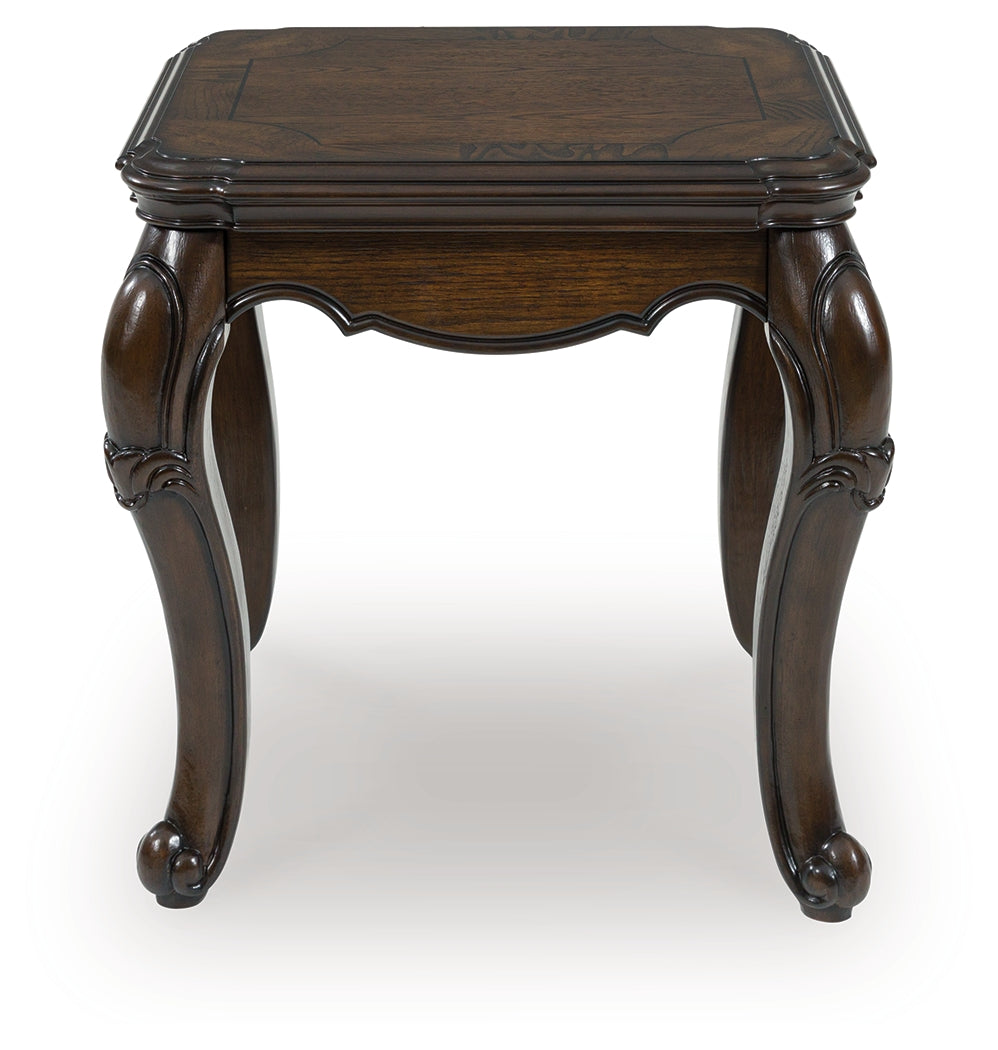 Maylee Dark Brown Rectangular End Table - Ornate Home