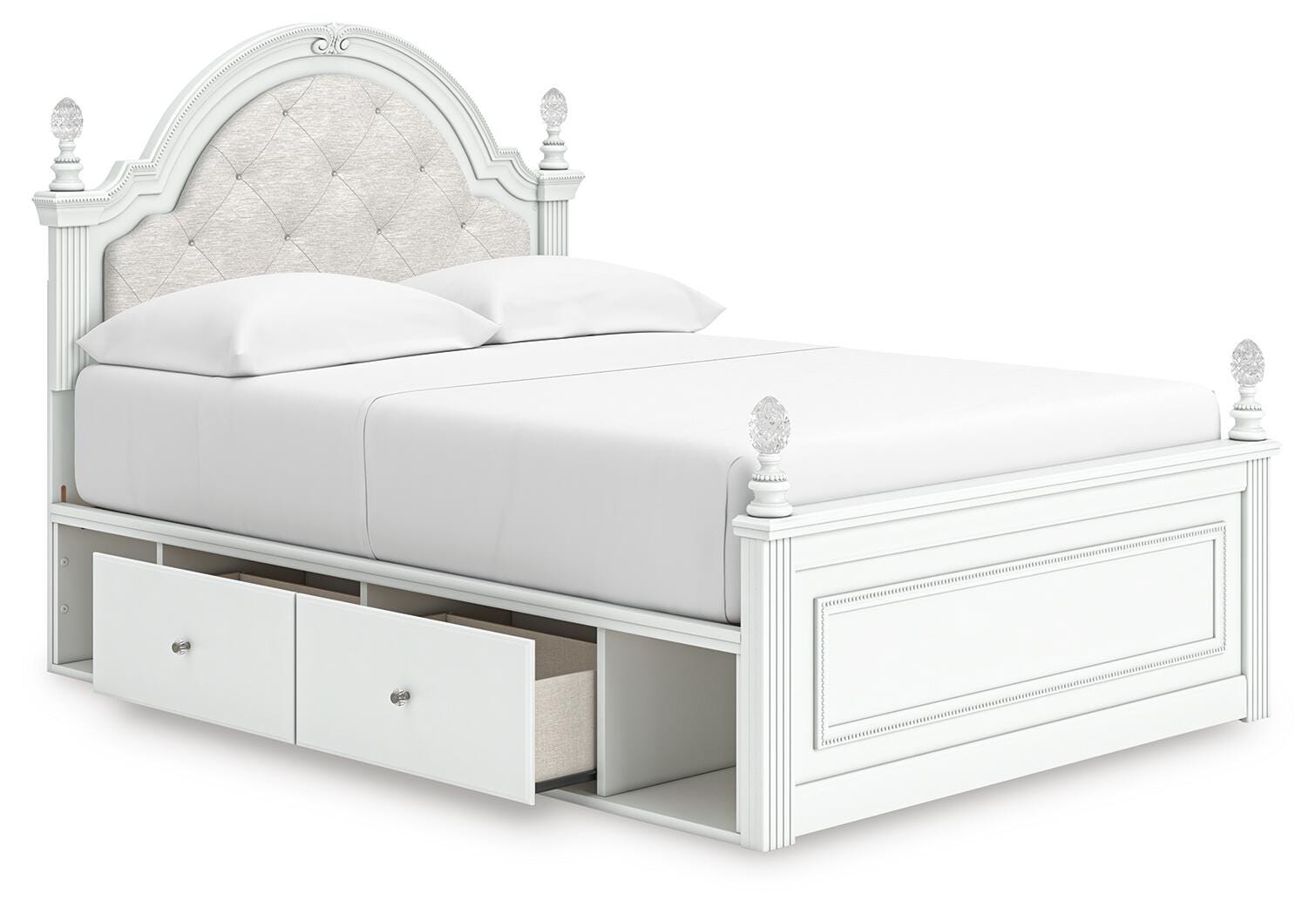 Maylilly White Full Upholstered Panel Storage Bed (Online Special Price) - Ornate Home