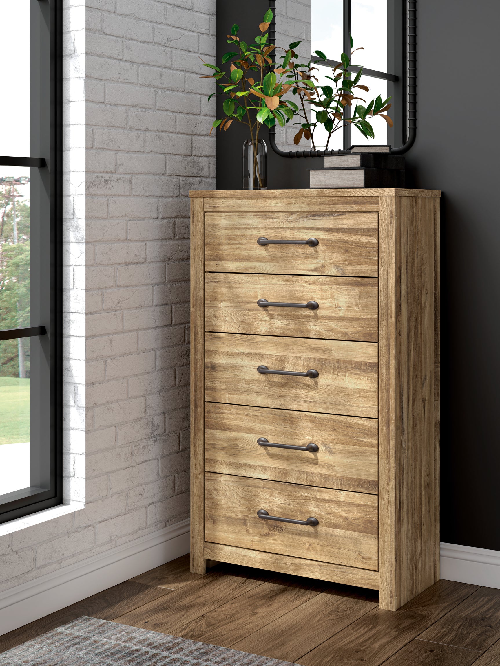 Maystonna Brown Five Drawer Chest - Ornate Home