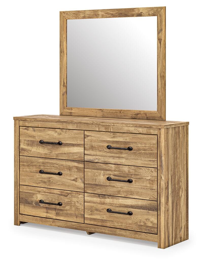 Maystonna Brown King Crossbuck Panel Bed, Dresser, Mirror and Nightstand - Ornate Home