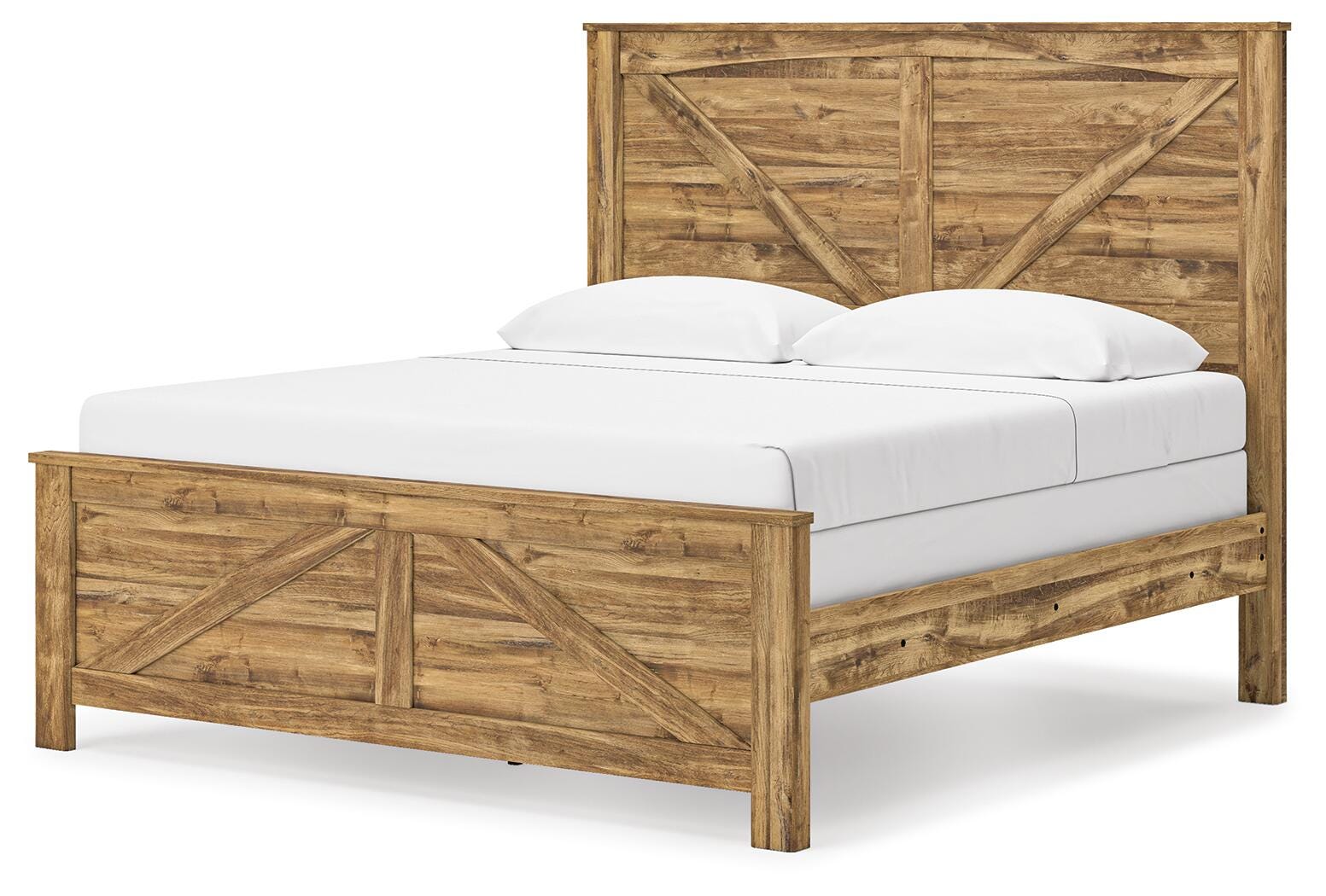 Maystonna Brown King Crossbuck Panel Bed, Dresser, Mirror and Nightstand - Ornate Home