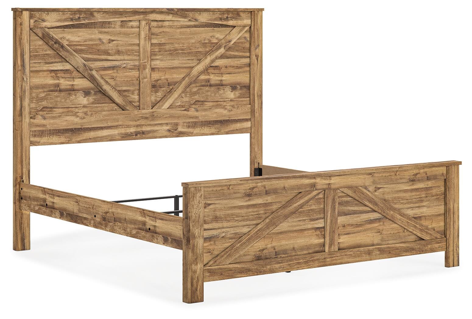 Maystonna Brown King Crossbuck Panel Bed, Dresser, Mirror and Nightstand - Ornate Home