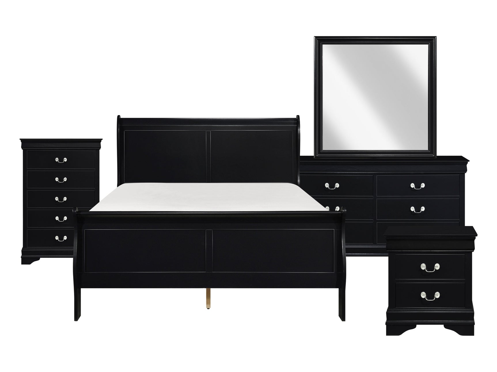 Mayville Black 5-Piece Queen Bedroom Set - Ornate Home