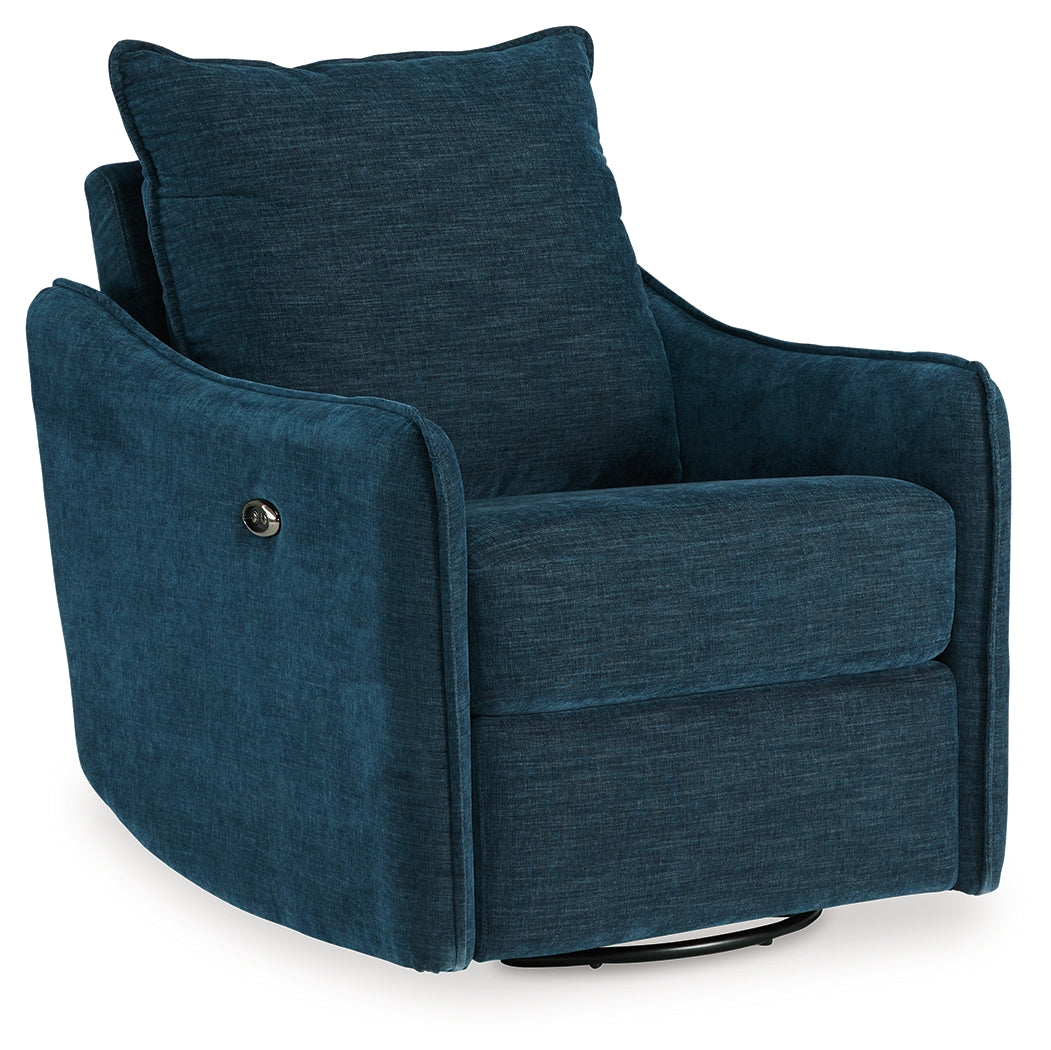 McBurg Navy Swivel Power Recliner (Online Special Price) - Ornate Home
