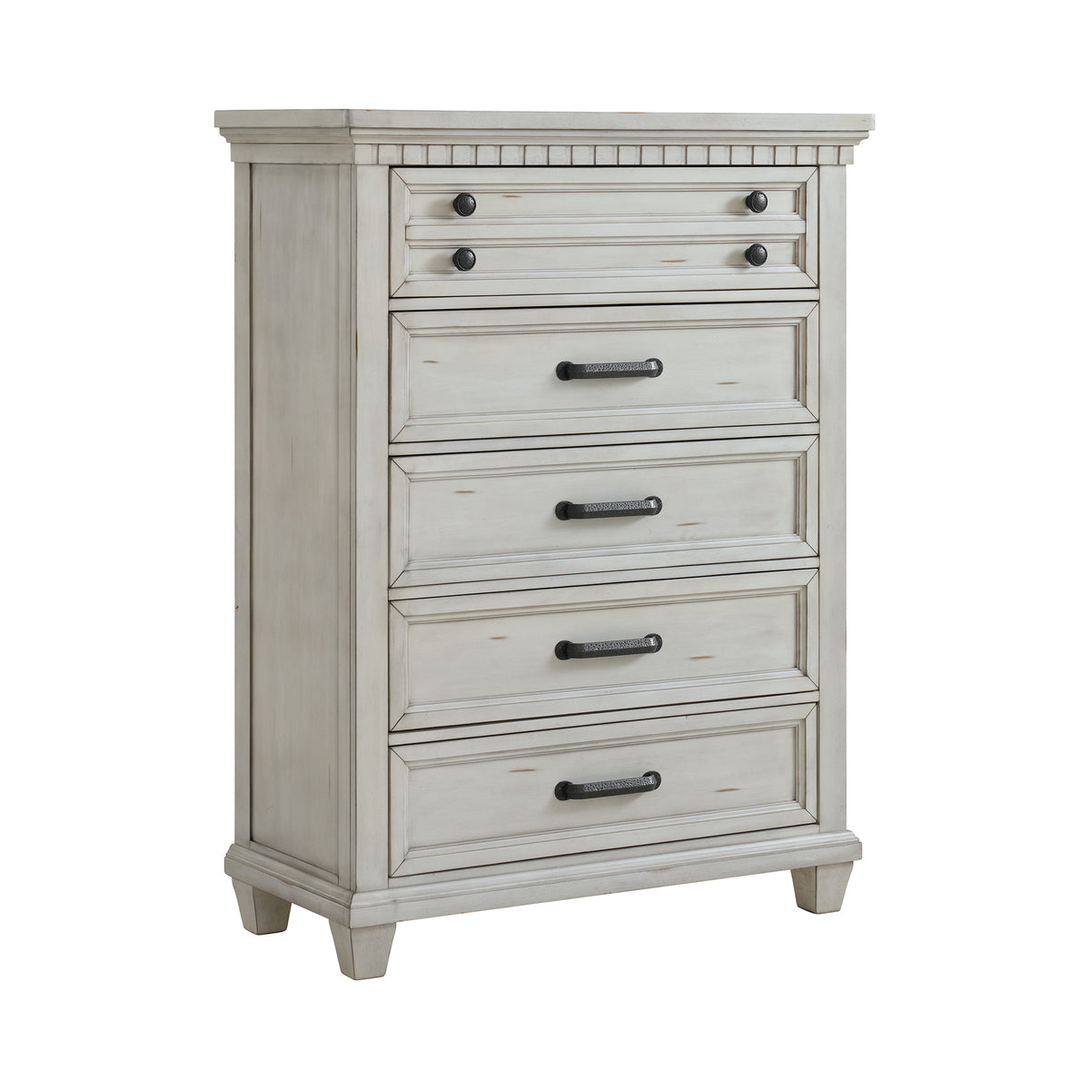 McCoy Antique White 5-Piece King Storage Bedroom Set - Ornate Home