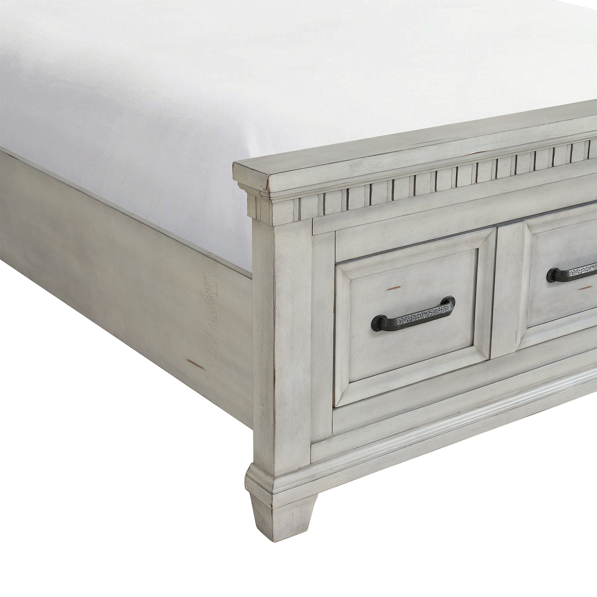 McCoy Antique White 5-Piece King Storage Bedroom Set - Ornate Home