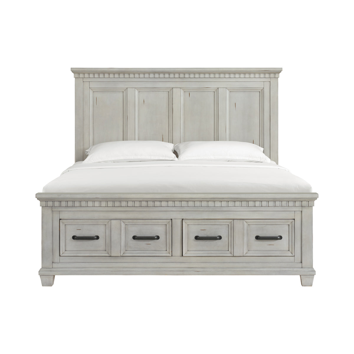 McCoy Antique White King Storage Bed - Ornate Home