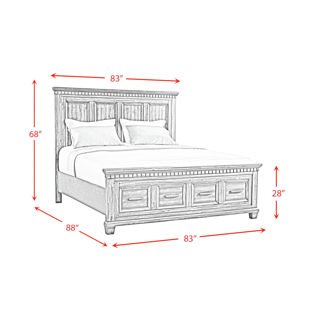 McCoy Antique White King Storage Bed - Ornate Home