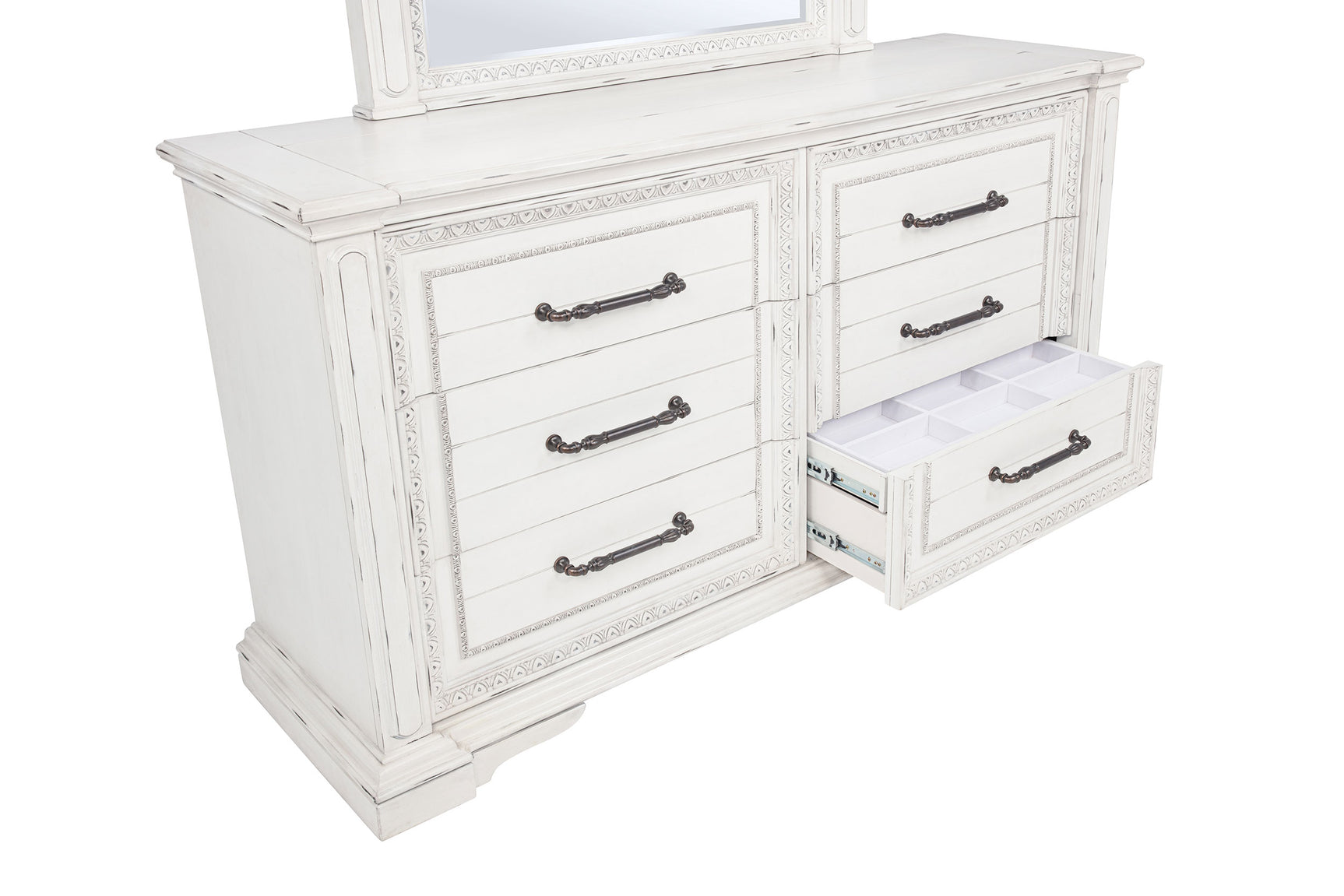 McKinney Vintage White 4-piece California King Bedroom Set - Ornate Home
