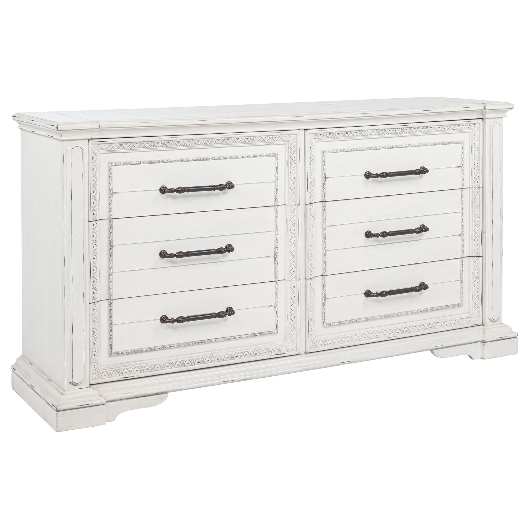 McKinney Vintage White 6-drawer Bedroom Dresser Cabinet - Ornate Home