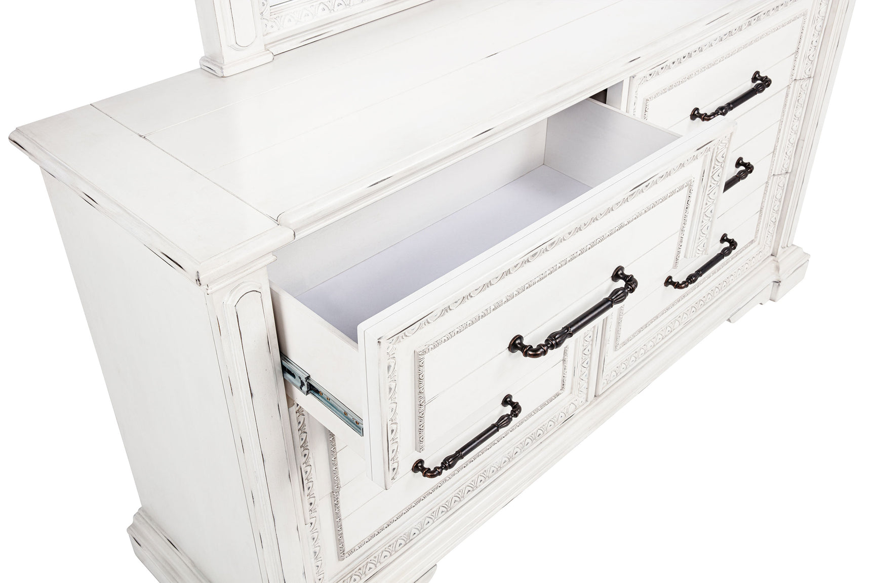 McKinney Vintage White 6-drawer Bedroom Dresser Cabinet - Ornate Home