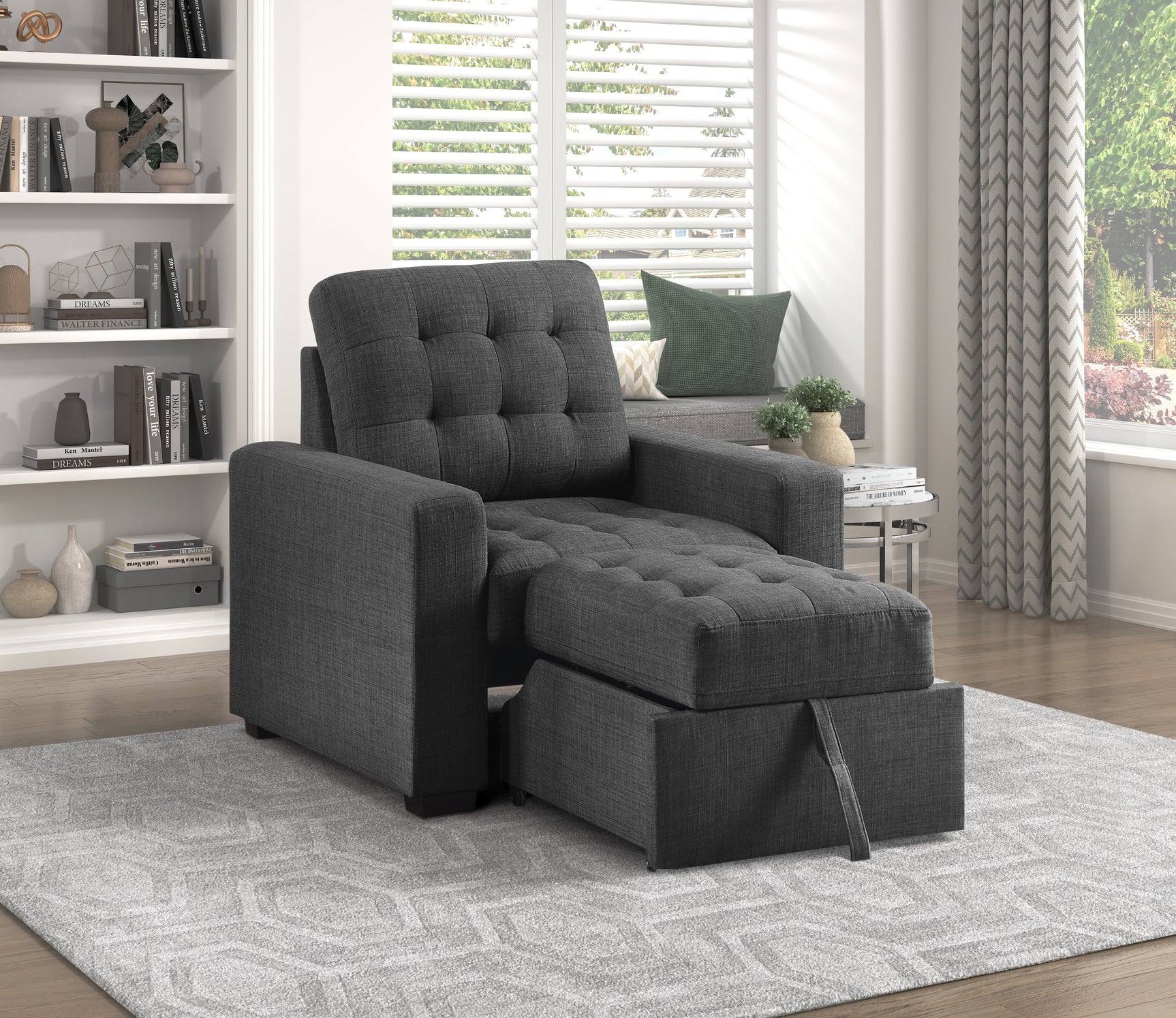Mccafferty Dark Gray Chair with Pull-Out Ottoman - Ornate Home