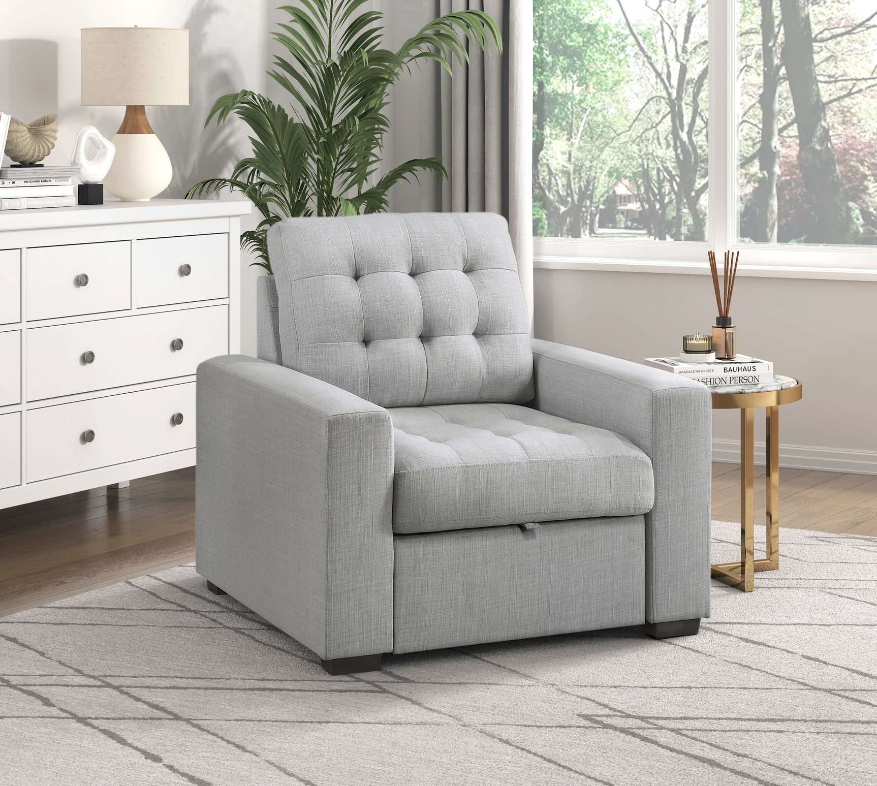 Mccafferty Light Gray Chair with Pull-Out Ottoman - Ornate Home