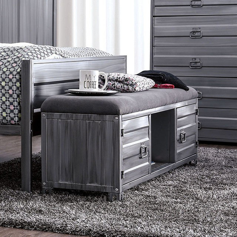 Mccredmond Hand-Brushed Silver Bench - Ornate Home