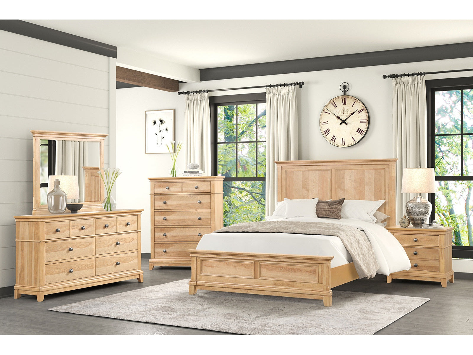 Mchenry Natural Oak Queen 4 Piece Bedroom Set - Ornate Home