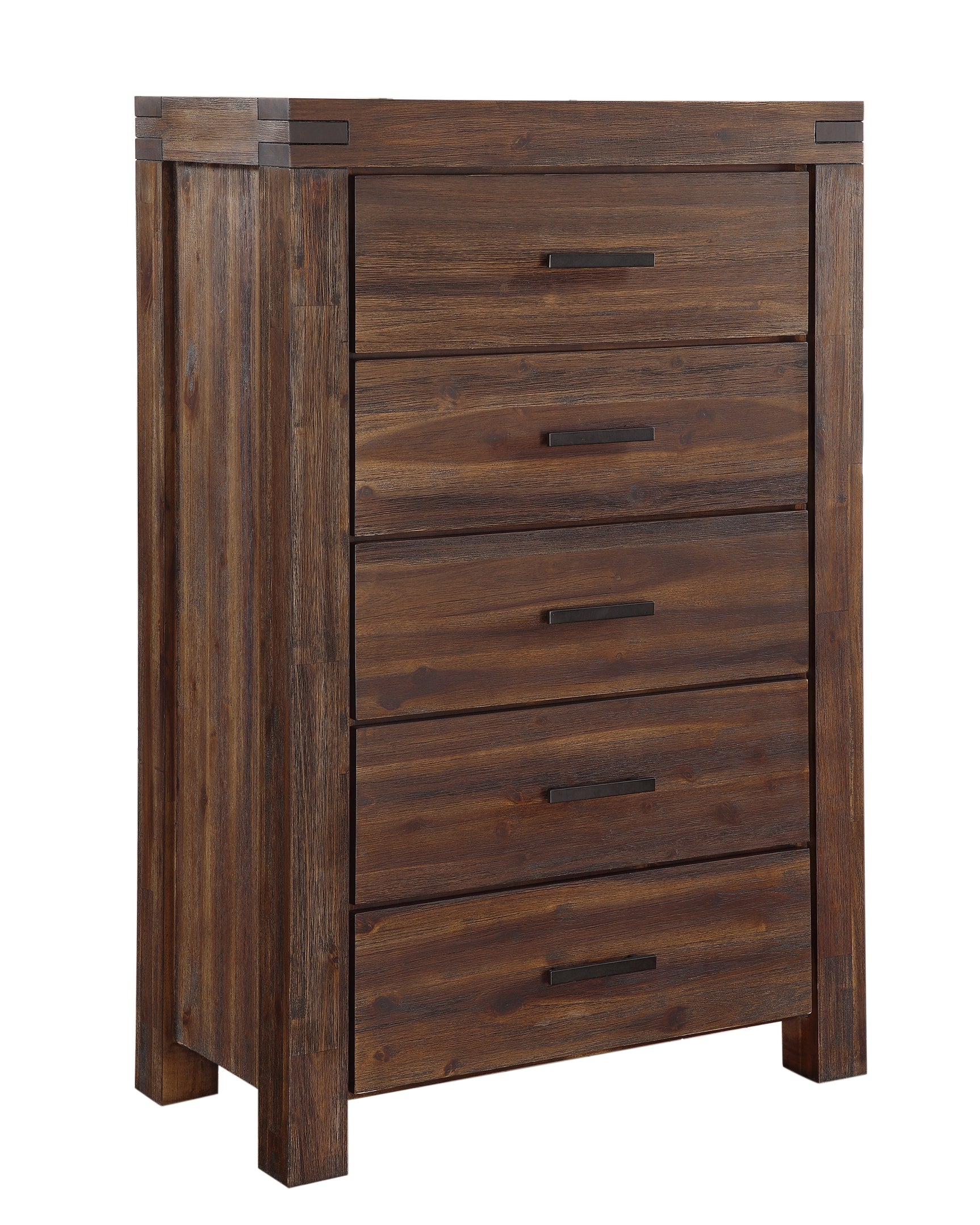 Meadow Five Drawer Solid Wood Chest in Brick Brown - Ornate Home
