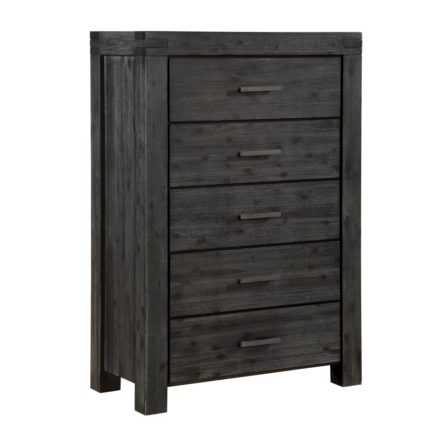 Meadow Five Drawer Solid Wood Chest in Graphite - Ornate Home