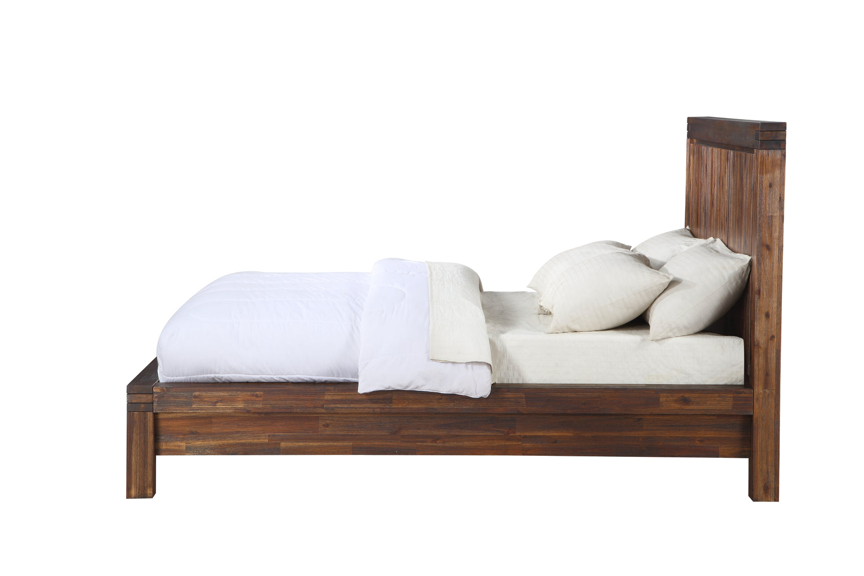 Meadow Solid Wood California King Platform Bed in Brick Brown - Ornate Home