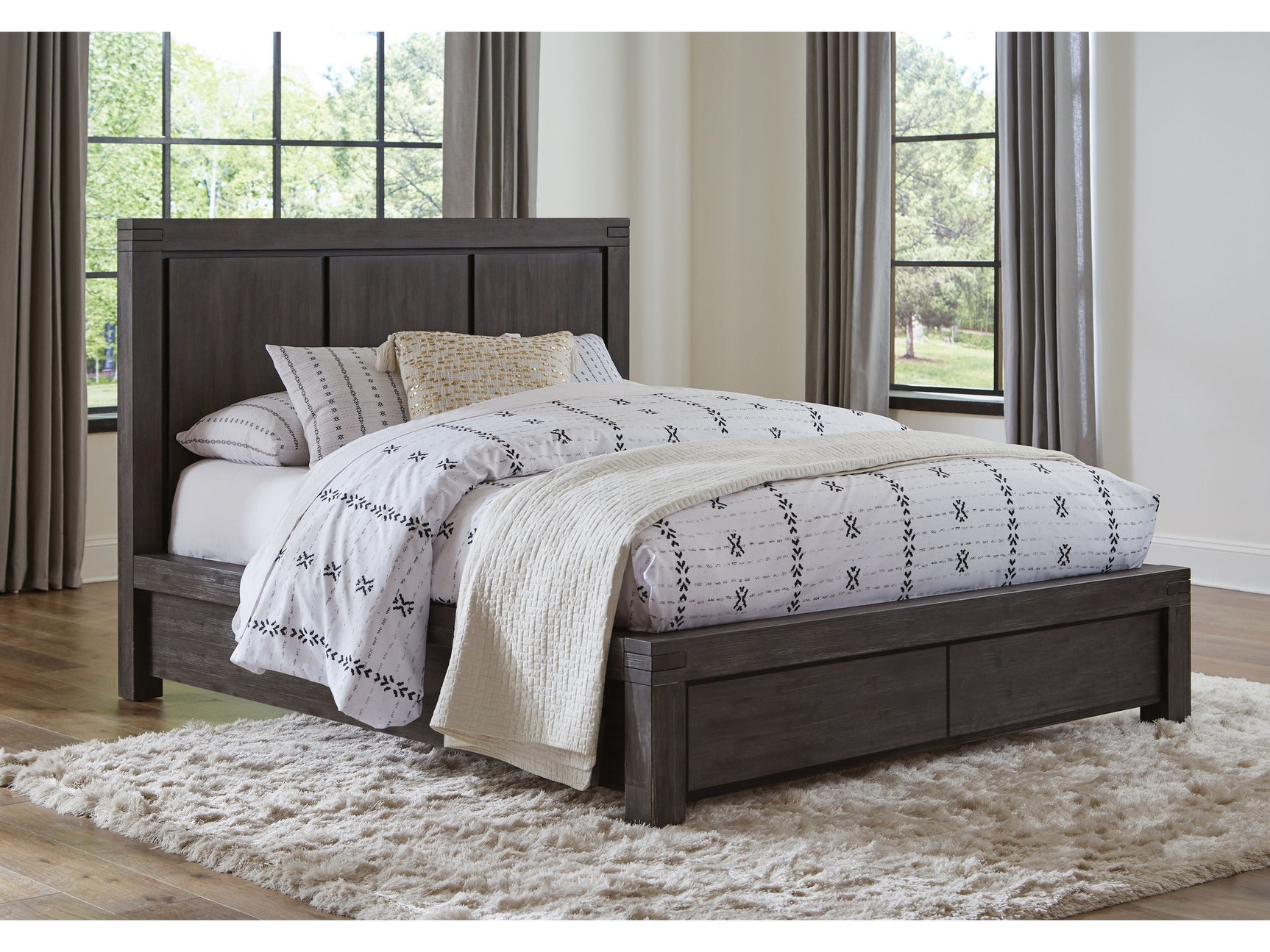 Meadow Solid Wood Footboard Storage Bed in Graphite - Ornate Home