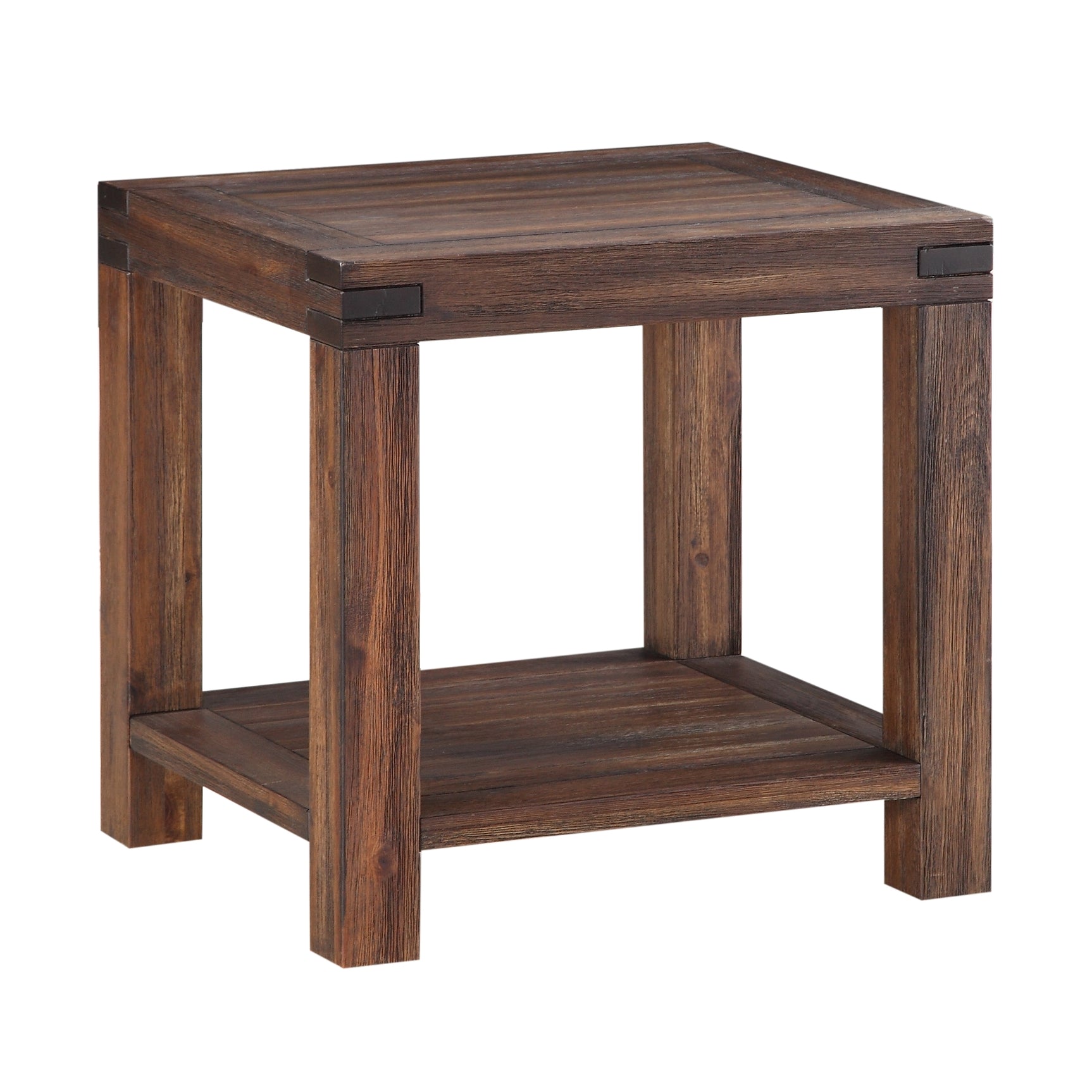 Meadow Solid Wood Rectangular Side Table in Brick Brown - Ornate Home