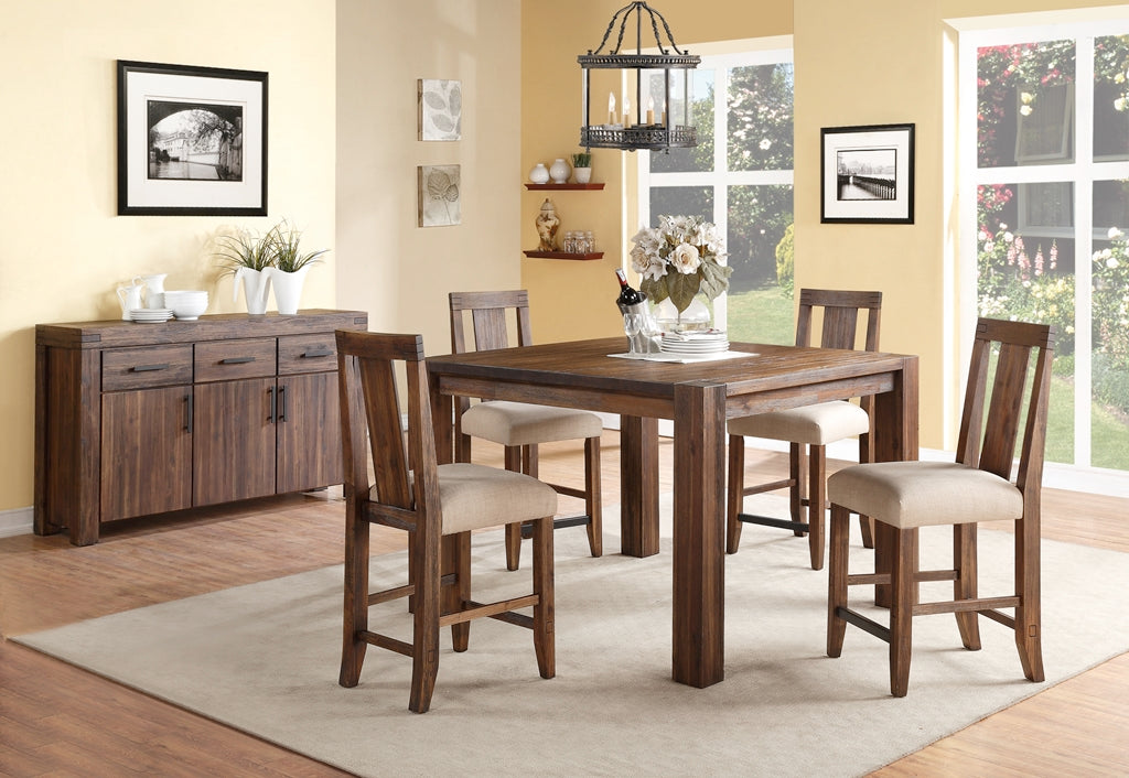 Meadow Solid Wood Square Counter Table in Brick Brown - Ornate Home