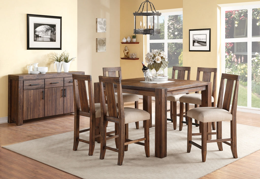 Meadow Solid Wood Square Counter Table in Brick Brown - Ornate Home