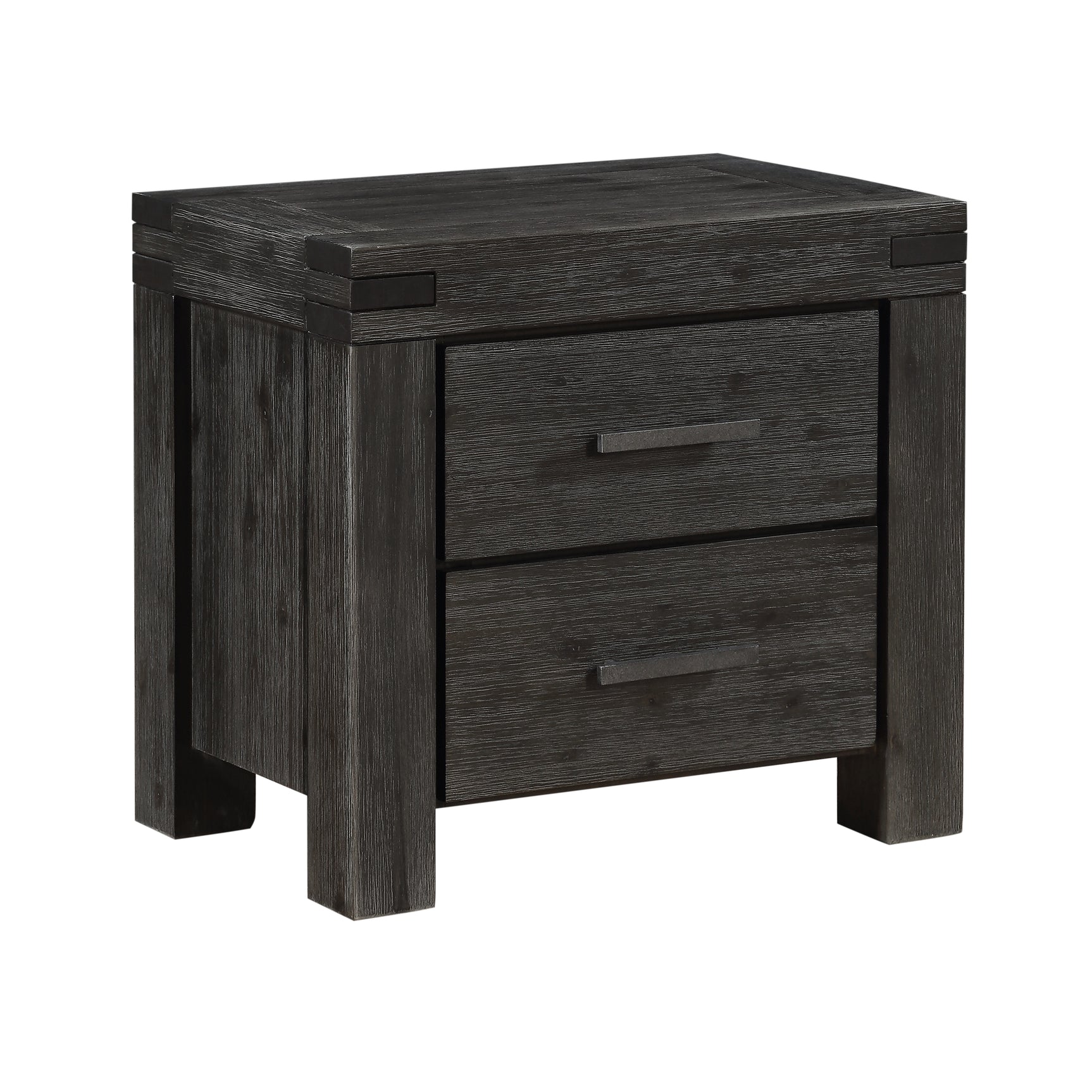 Meadow Solid Wood Two Drawer Nightstand in Graphite - Ornate Home