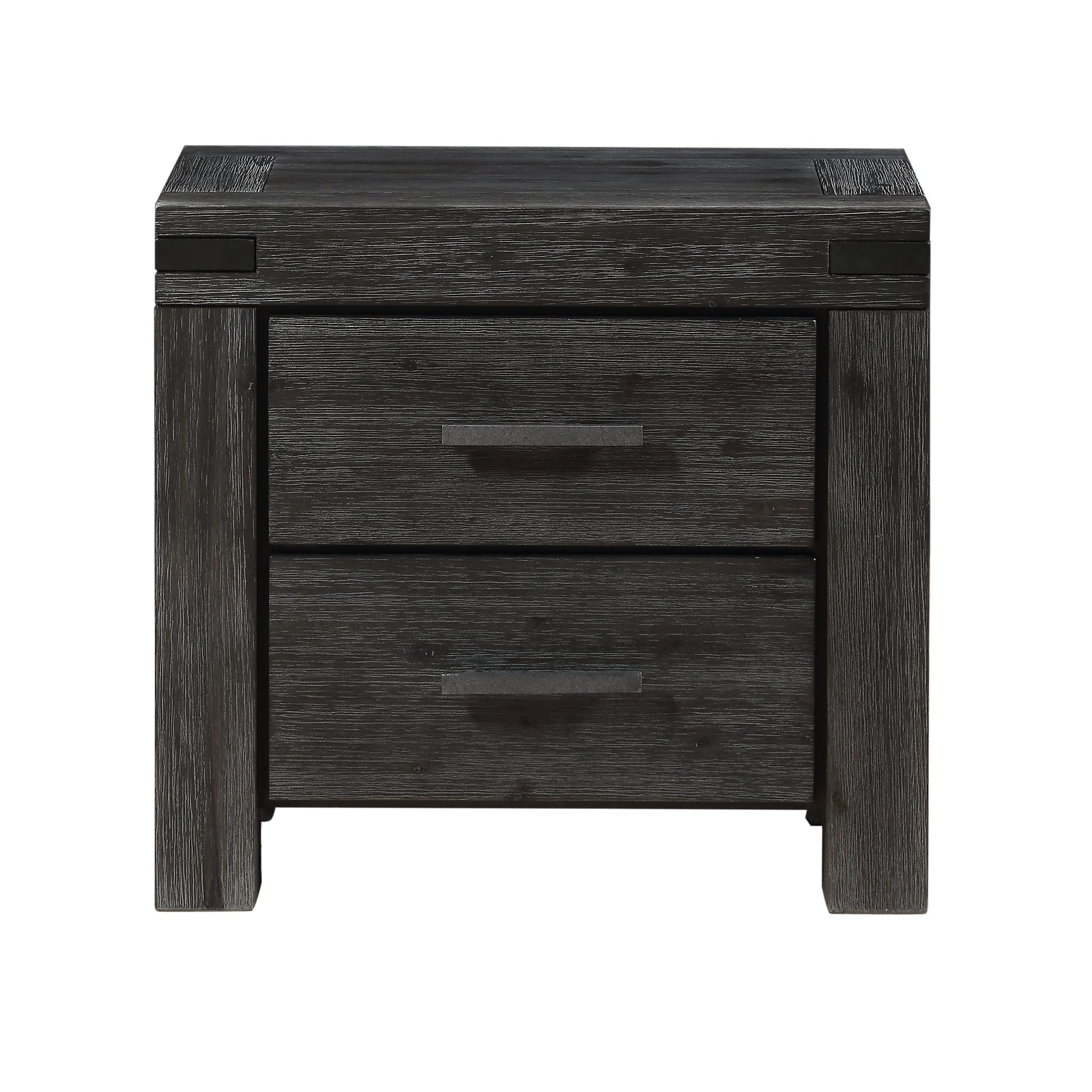 Meadow Solid Wood Two Drawer Nightstand in Graphite - Ornate Home