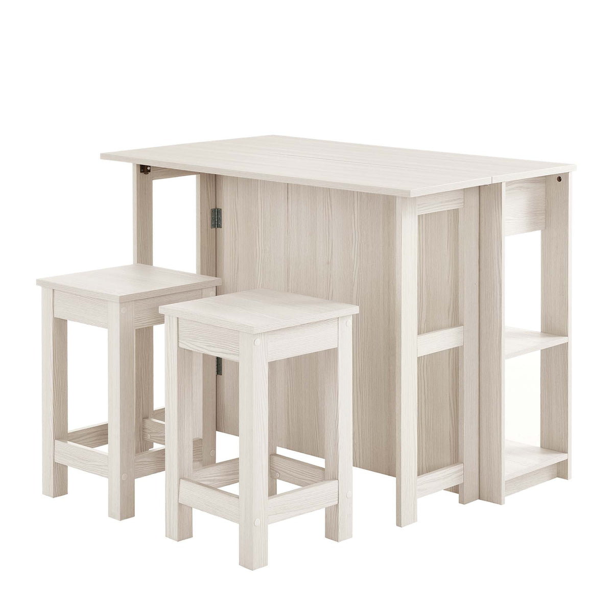 Meadowbrook White Maple 3-Piece Kitchen Island and Stool Set - Ornate Home