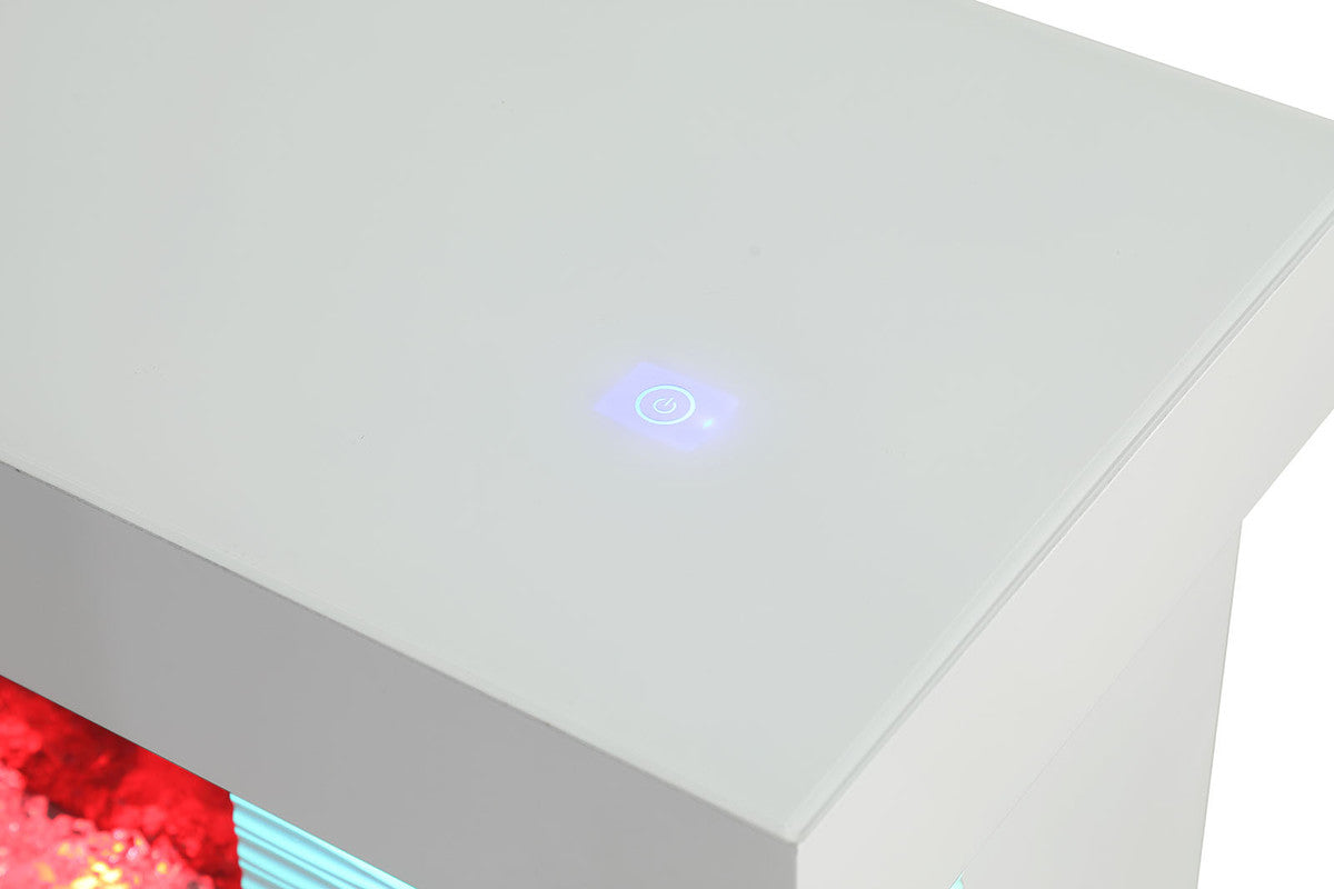 Medea White 71" TV Stand w/ Electric Fireplace - Ornate Home