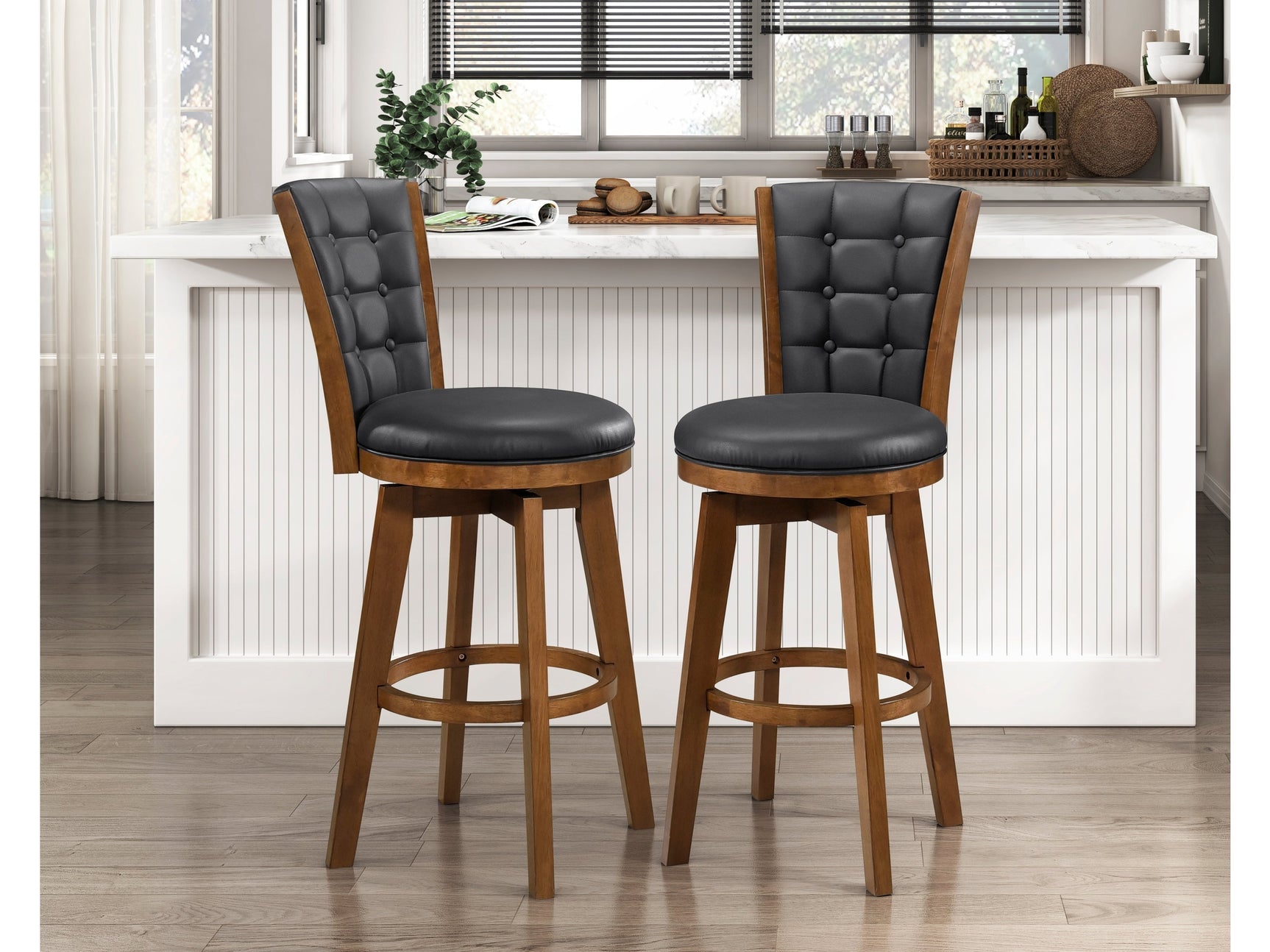 Medford Black Swivel Pub Height Chair (Set of 2) - Ornate Home