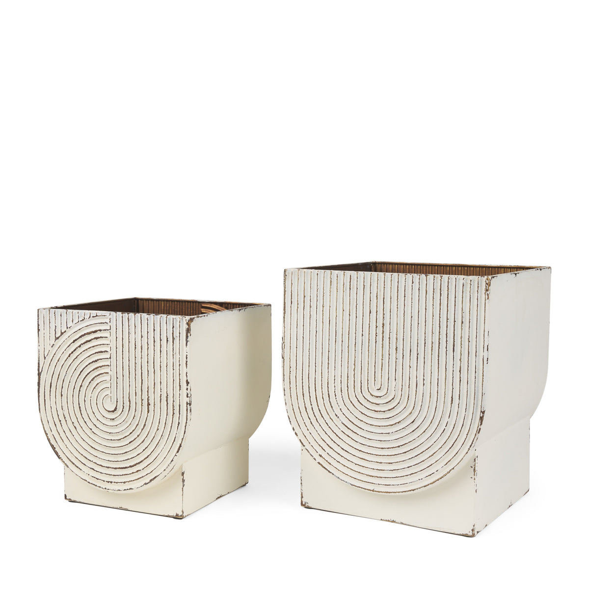 Medina Off-White/Gold Metal Planters (Set of 2) - Ornate Home
