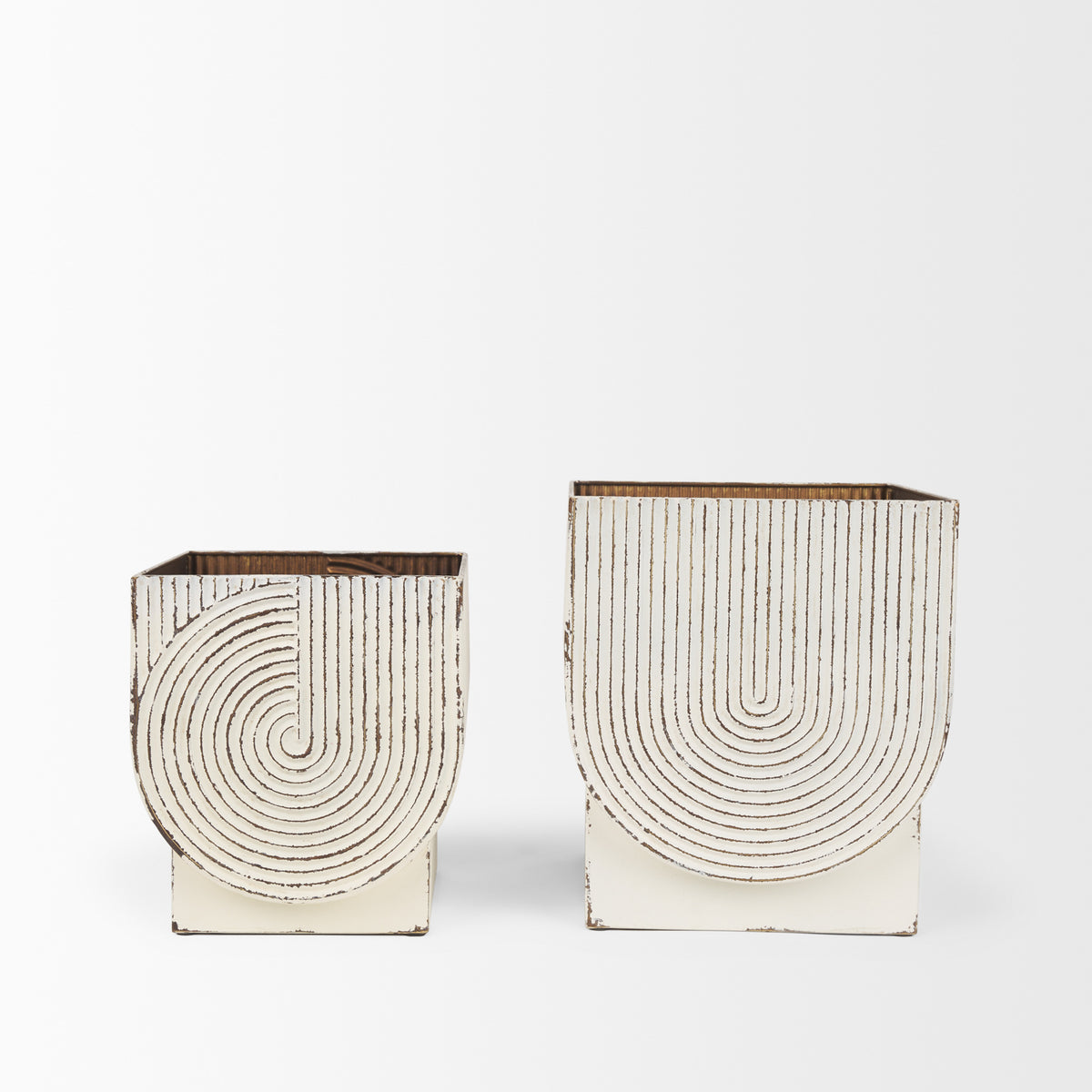 Medina Off-White/Gold Metal Planters (Set of 2) - Ornate Home