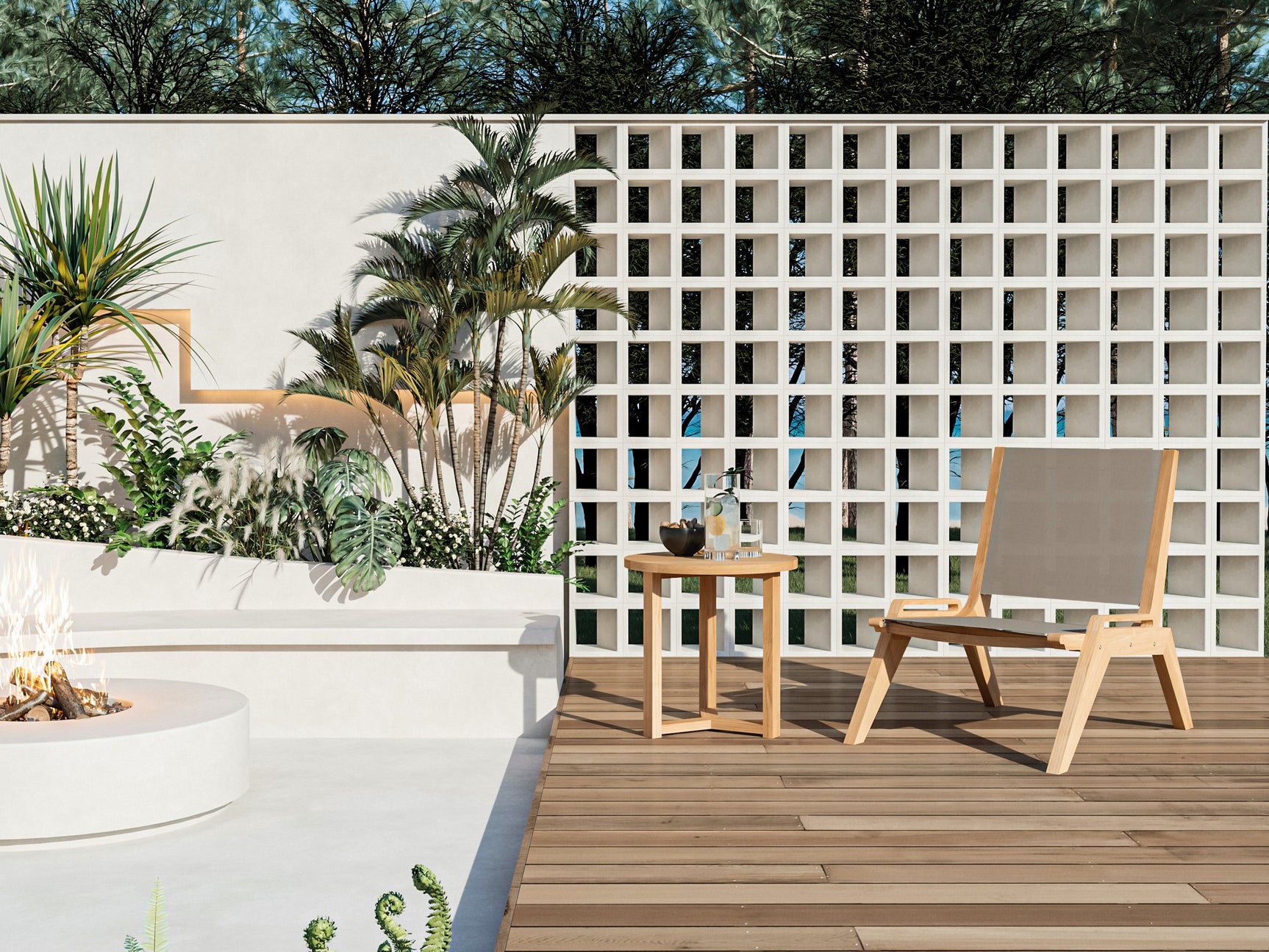 Medium Round Teak Outdoor Cross Legs Nesting Side Table - Ornate Home