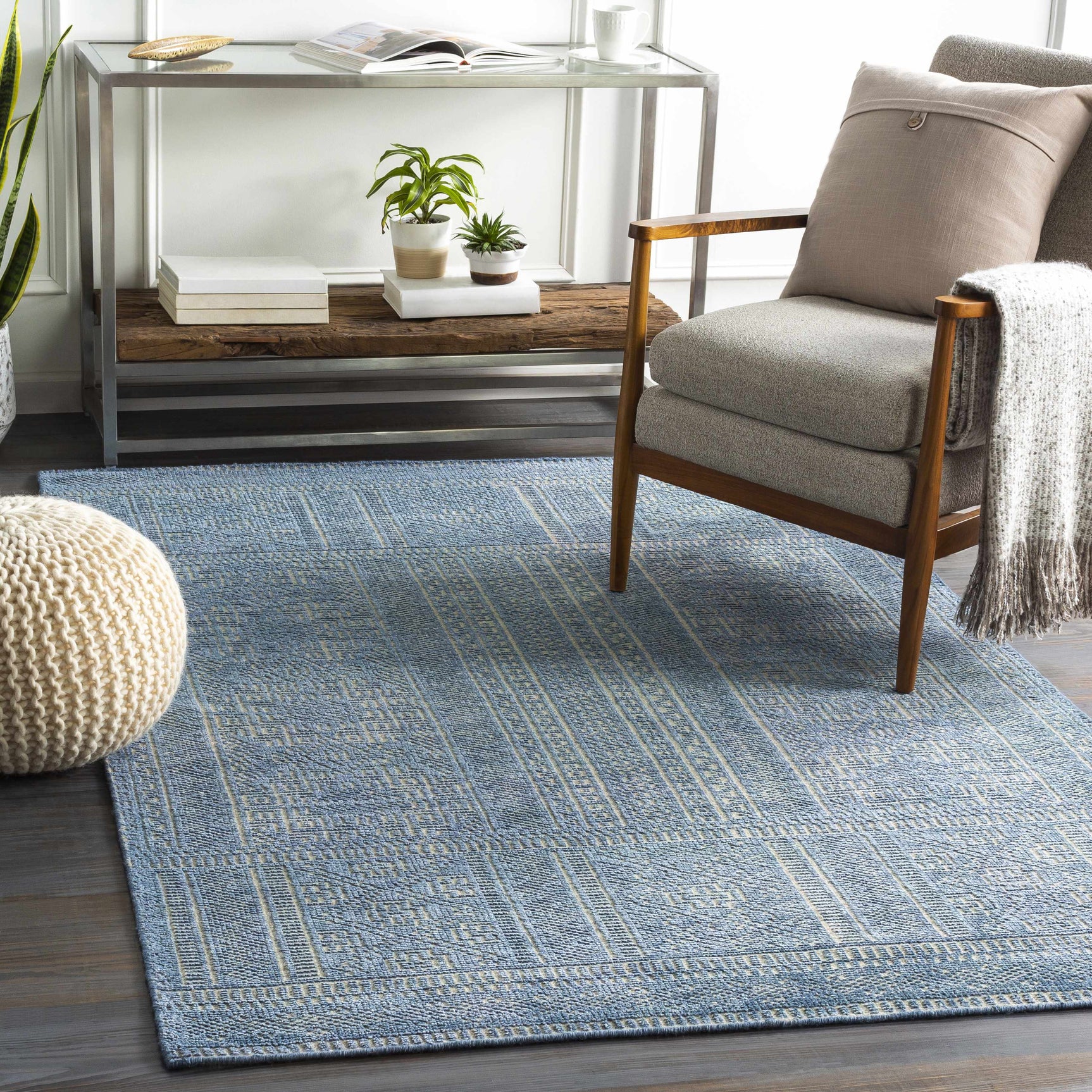 Meigs Blue Premium Viscose&Wool Rug - Clearance - Ornate Home